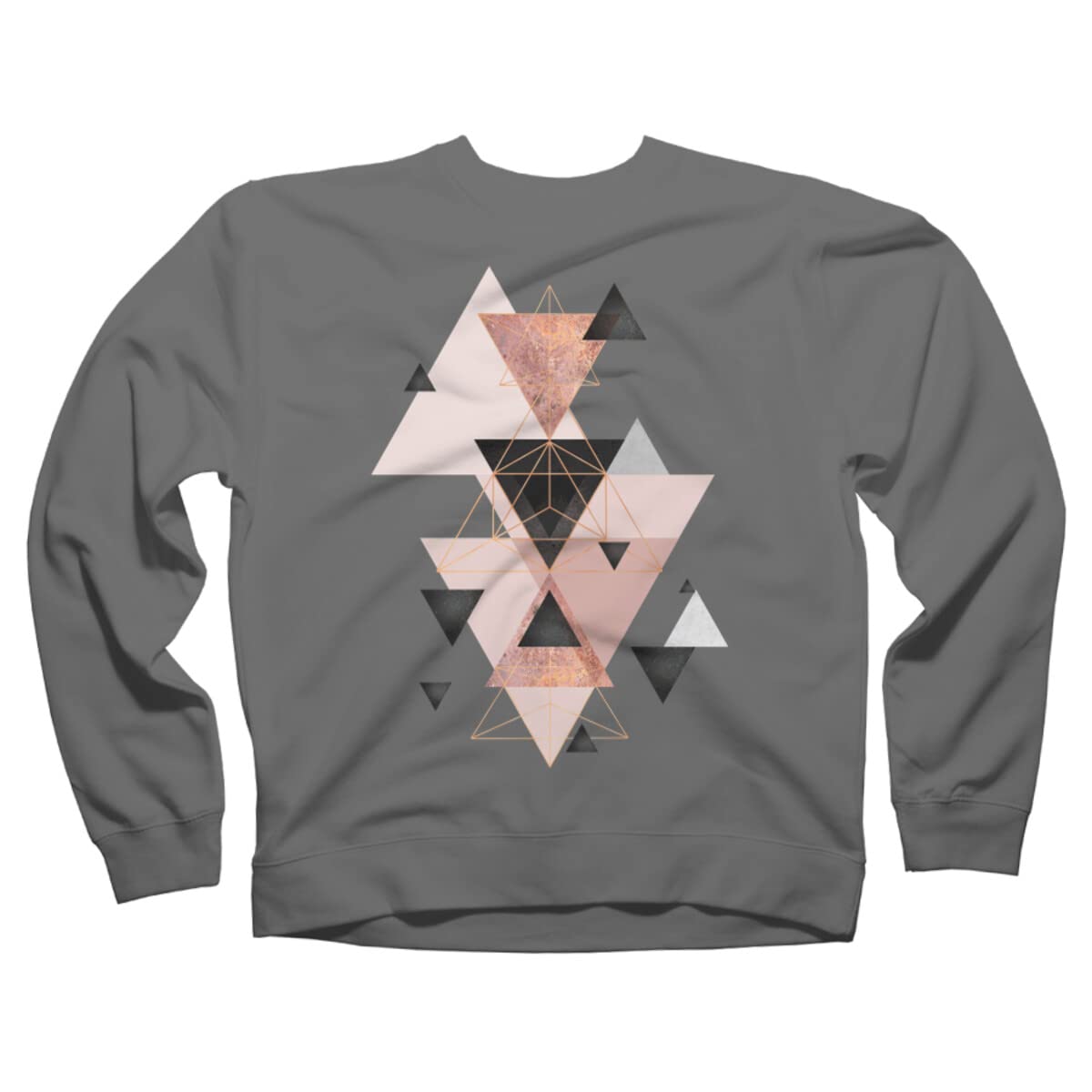 Jaggedhues Geometric Triangles Blush & Rose Gold Unisex Sweatshirt | Trendy Casual Wear for Men & Women | Perfect for Street Style, Lounge & Everyday Outfits