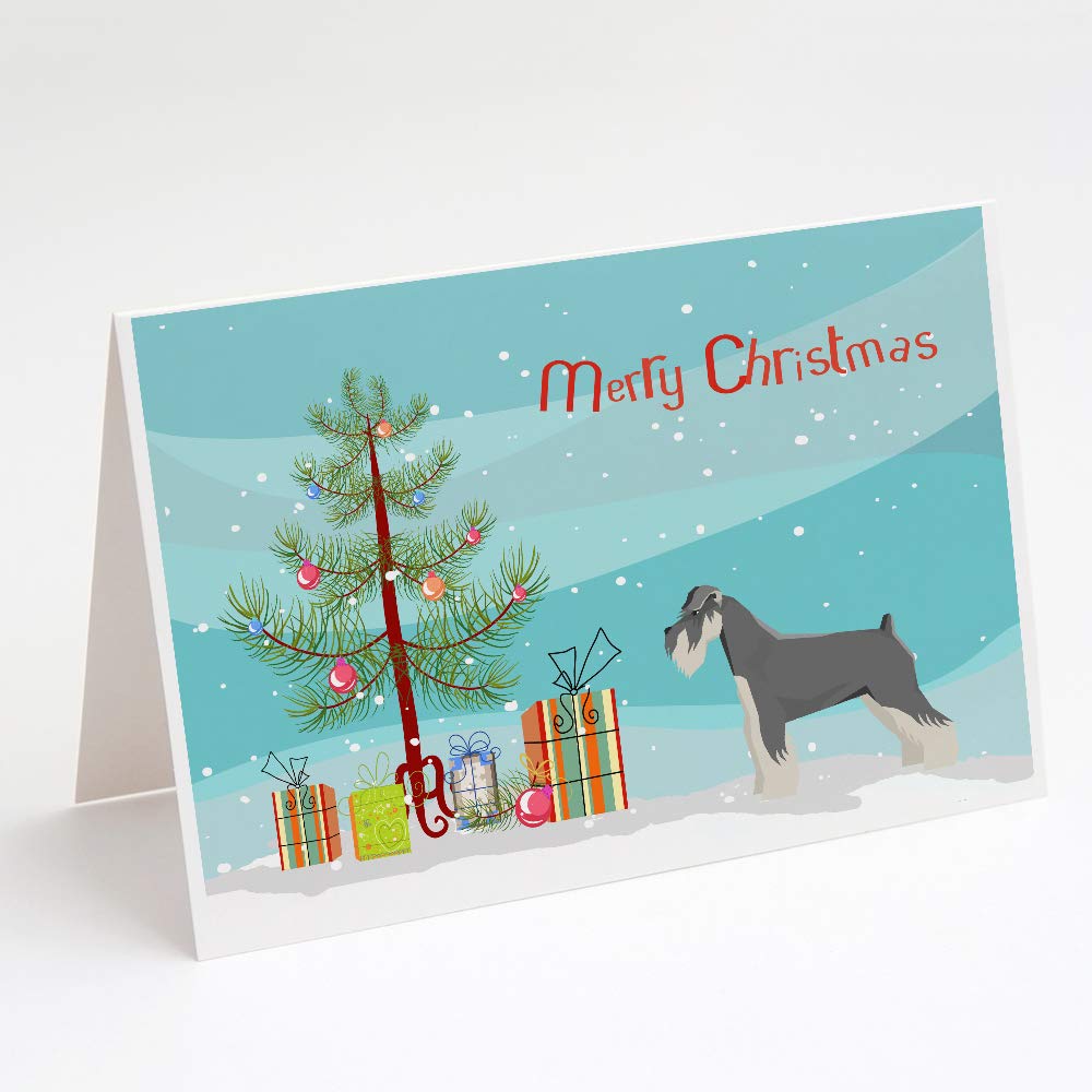 Premium Schnauzer Christmas Tree Greeting Cards - Pack of 8 Blank A7 (5x7) Note Cards with Envelopes | Whimsical Holiday Dog Lover Stationery | Perfect for Christmas Wishes, Gift Tags & Festive Correspondence