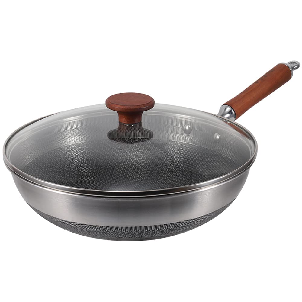 Zhaohupinpai Non-Stick Frying Pan - 12.5 Inch 316L Stainless Steel Honeycomb Wok with Double-Sided Anti-Stick Surface | Easy to Clean & No Pick Stove | Perfect for Stir-Fry, Sautéing & Home Cooking