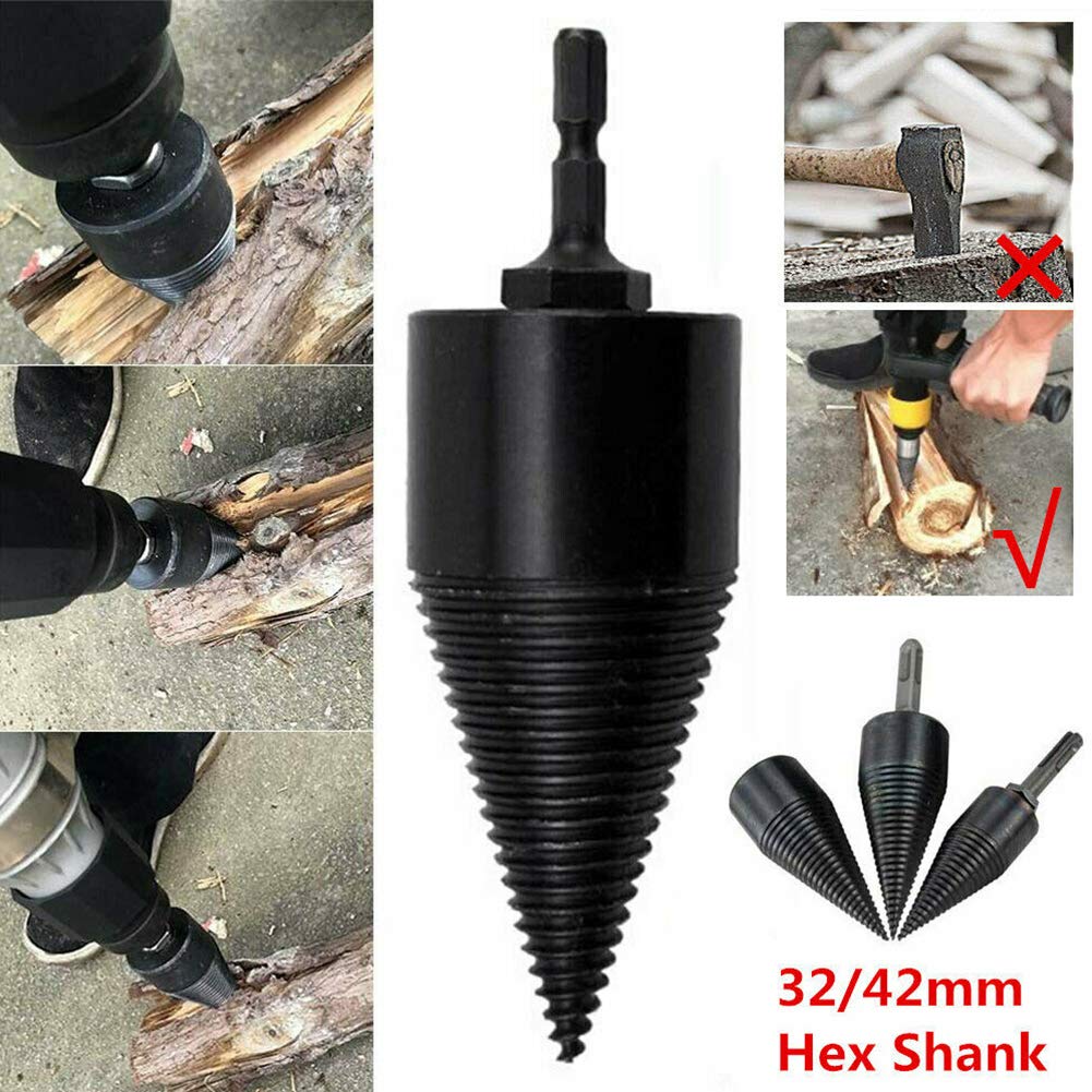 Firewood Drill Bit & Wood Splitter - High Hardness Cone Drill Bit for Electric Drills | Perfect for Carpentry, Camping & Home Firewood Splitting