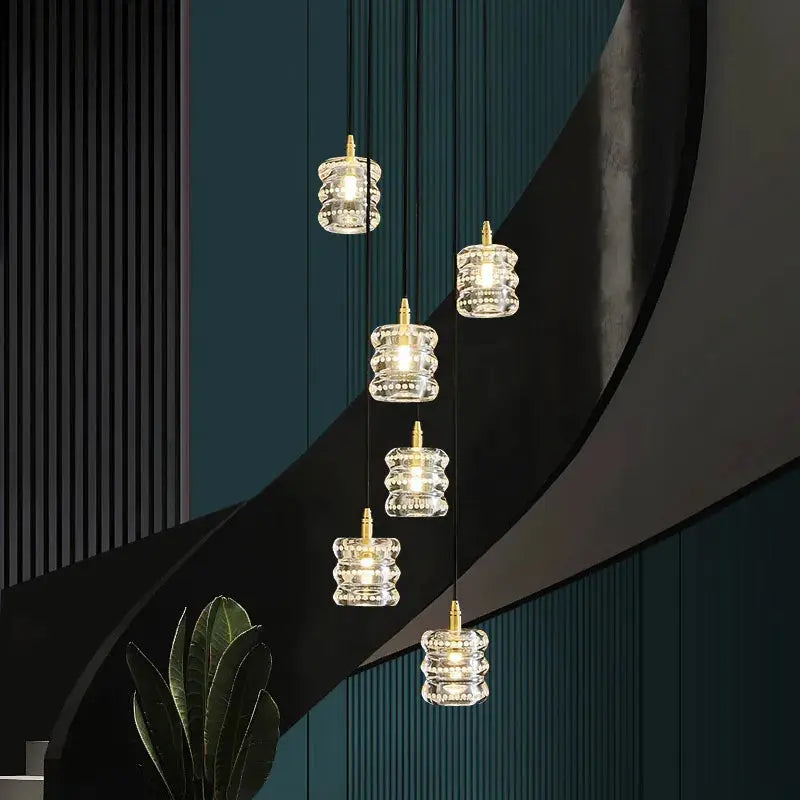 6/10 Heads Copper Staircase Lighting for Indoor Use - Elegant Home Stairway & Hallway Decoration