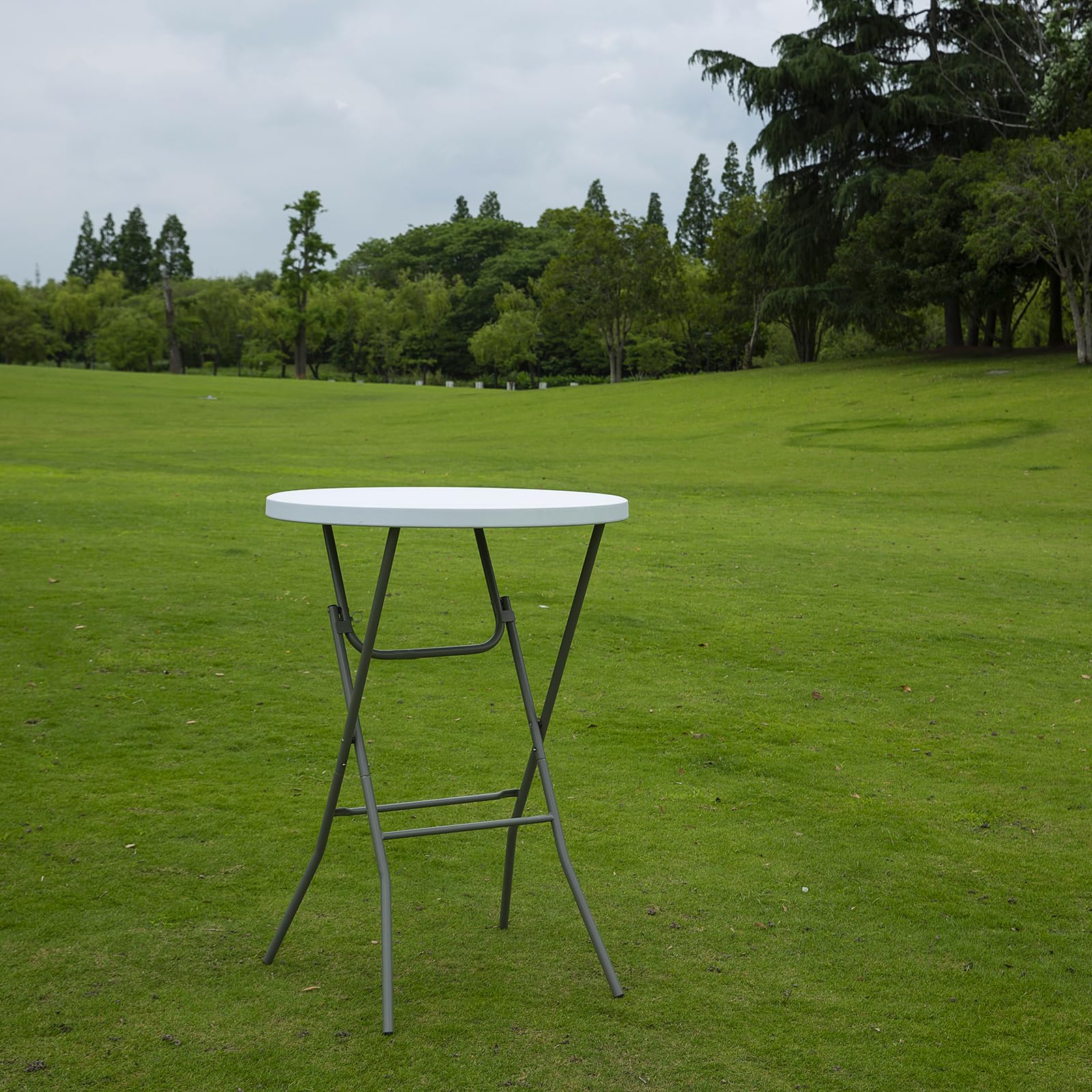 32 Inch Bar Height Folding Table - Heavy Duty Metal Frame with Locking Legs for Indoor/Outdoor Use | Perfect for Parties, Weddings, Commercial Events, Coffee Shops & Dining Areas | White Folding Pub Table