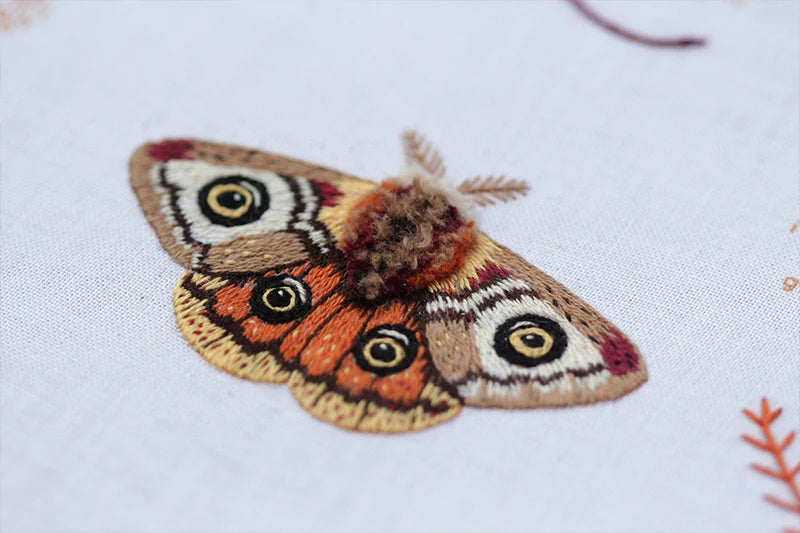 Elegant Moth Embroidery Stitch Sampler Kit - DIY Hand Embroidery Patterns for Beginners & Experts - Perfect for Home Decor, Wall Art & Gift Giving