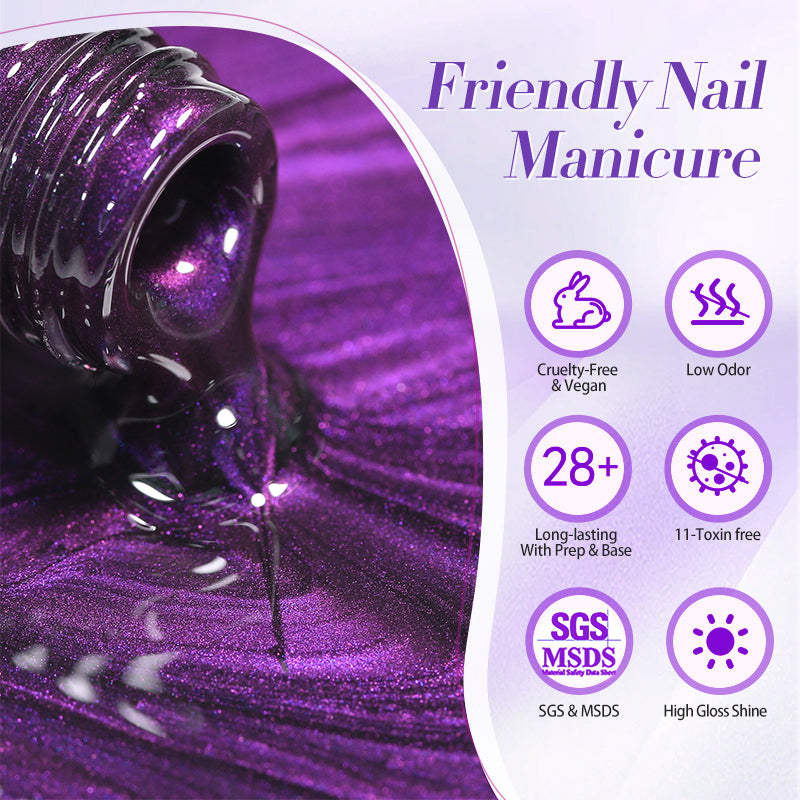 Purple Collection Cat Magnetic Gel Nail Polish 10ml - Long Lasting UV LED Nail Art for Salon & Home Manicure