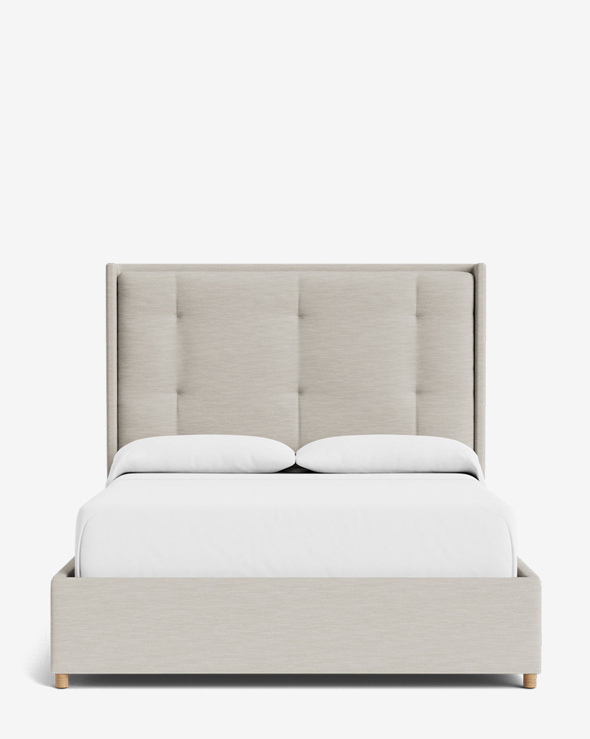 Luxury Ria Upholstered Bed Frame - Queen Size Platform Bed with Soft Fabric Headboard - Modern Bedroom Furniture for Master & Guest Rooms