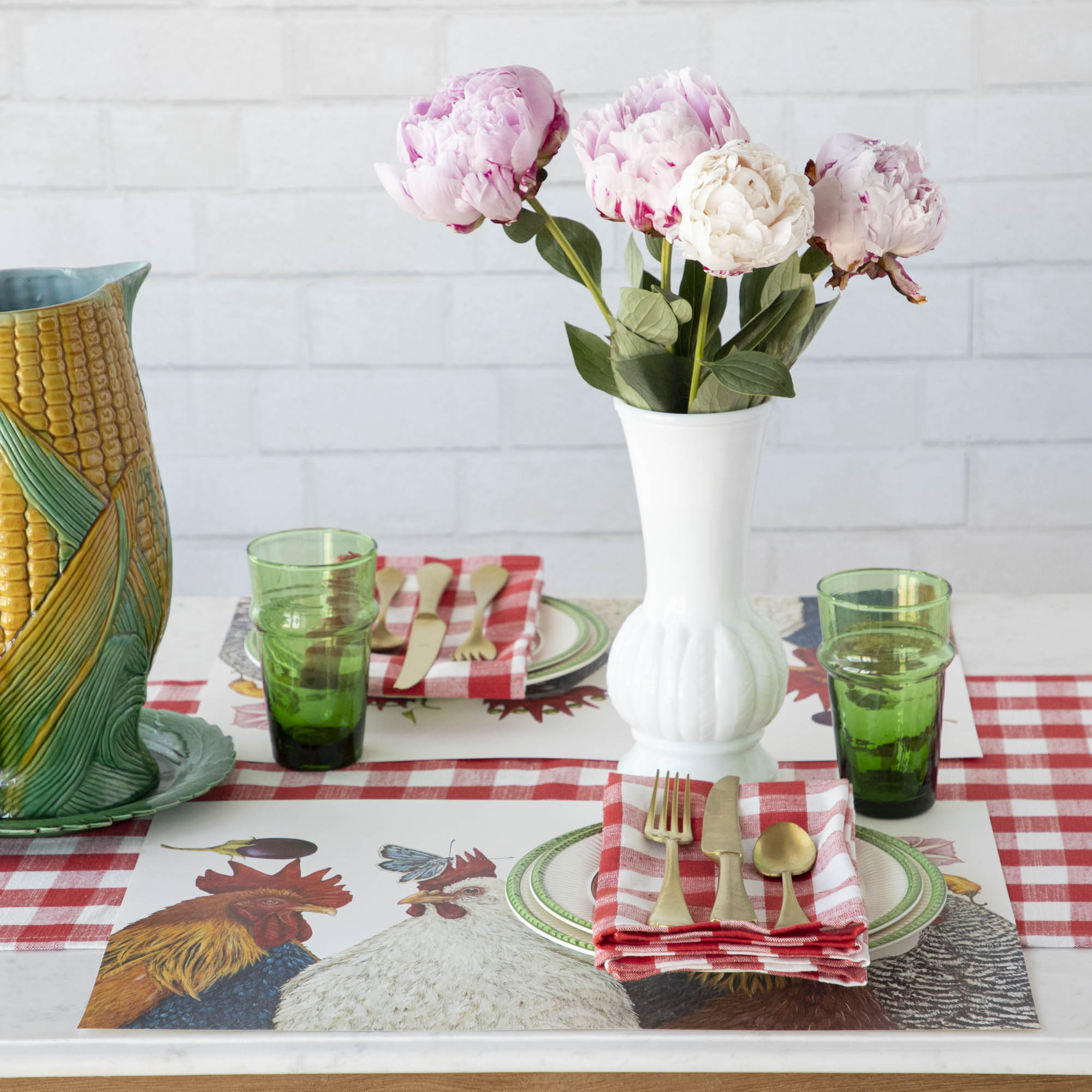 Gingham Table Linens Set - 100% Cotton Checkered Tablecloth & Napkins for Kitchen, Dining Room, Picnic, Party Decor (Red/White, 52x70 Inches) - Perfect for Farmhouse, Rustic, and Vintage Style Home Decor