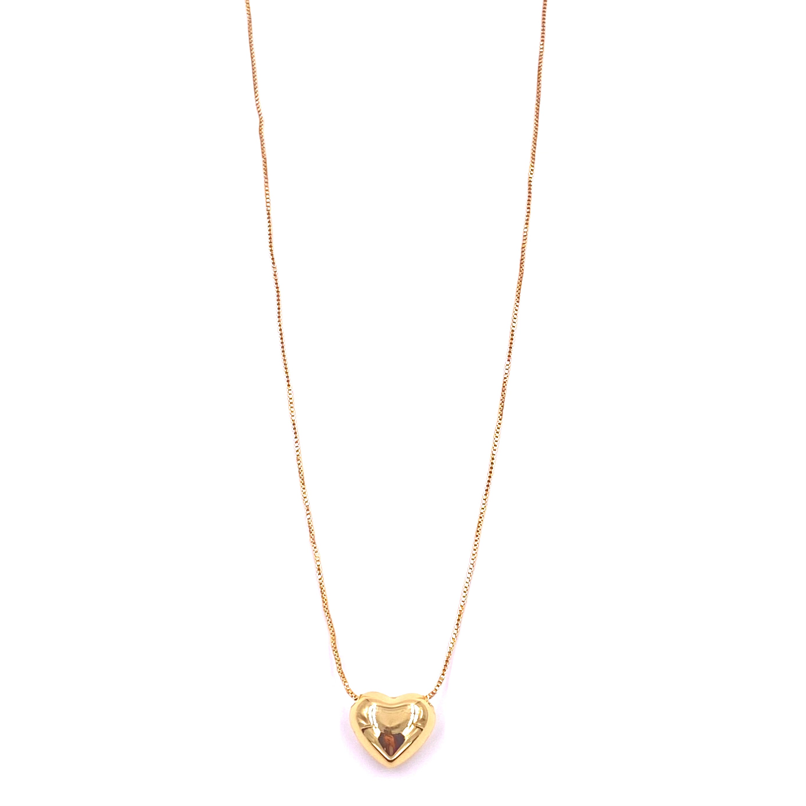Ashley Gold Stainless Steel Gold Plated Puff Heart Necklace for Women - Elegant Valentine's Day Gift, Anniversary Present & Everyday Jewelry