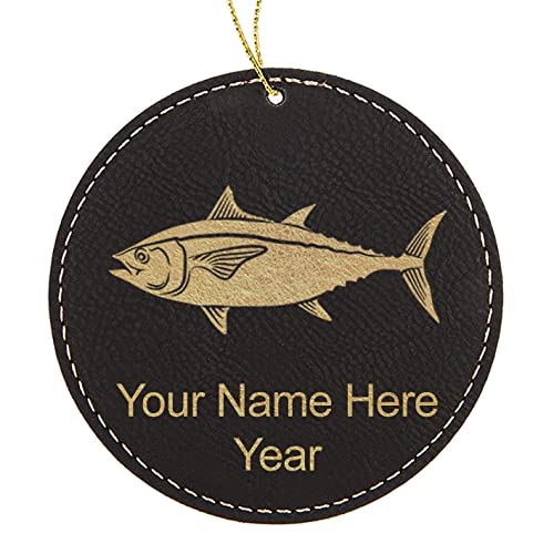 LaserGram Personalized Faux Leather Christmas Ornament - Custom Engraved Tuna Fish Design in Elegant Black & Gold (Perfect for Holiday Decor, Gift Giving & Tree Trimming)