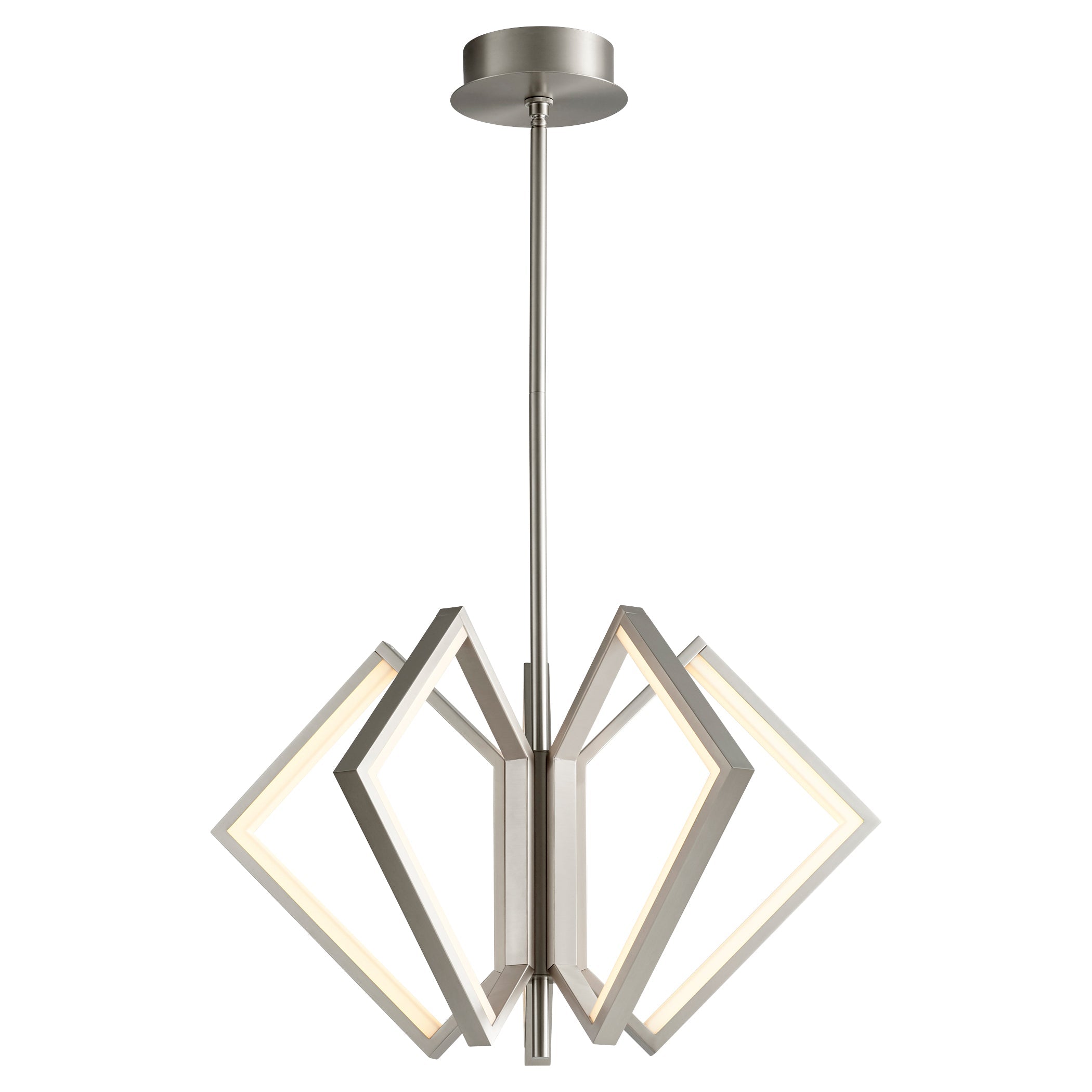 Modern 30-Inch LED Chandelier in Satin Nickel - 3000K Warm White Light, Contemporary Design for Dining Room, Bedroom or Living Room Lighting