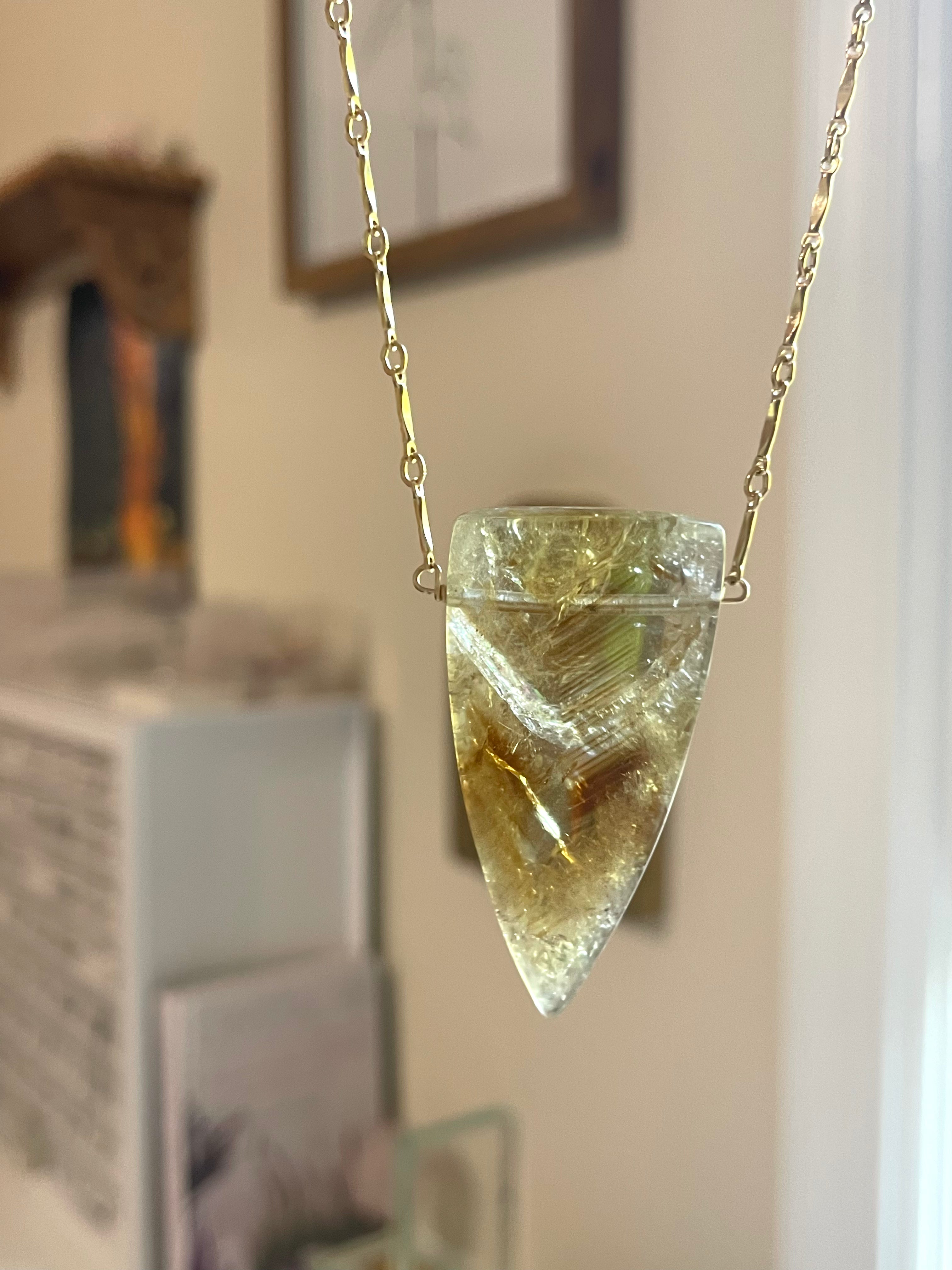 14K Gold Filled Chunky Genuine Yellow Citrine Pendant Necklace for Women - Perfect for Birthday Gifts, Anniversary Presents & Everyday Elegance