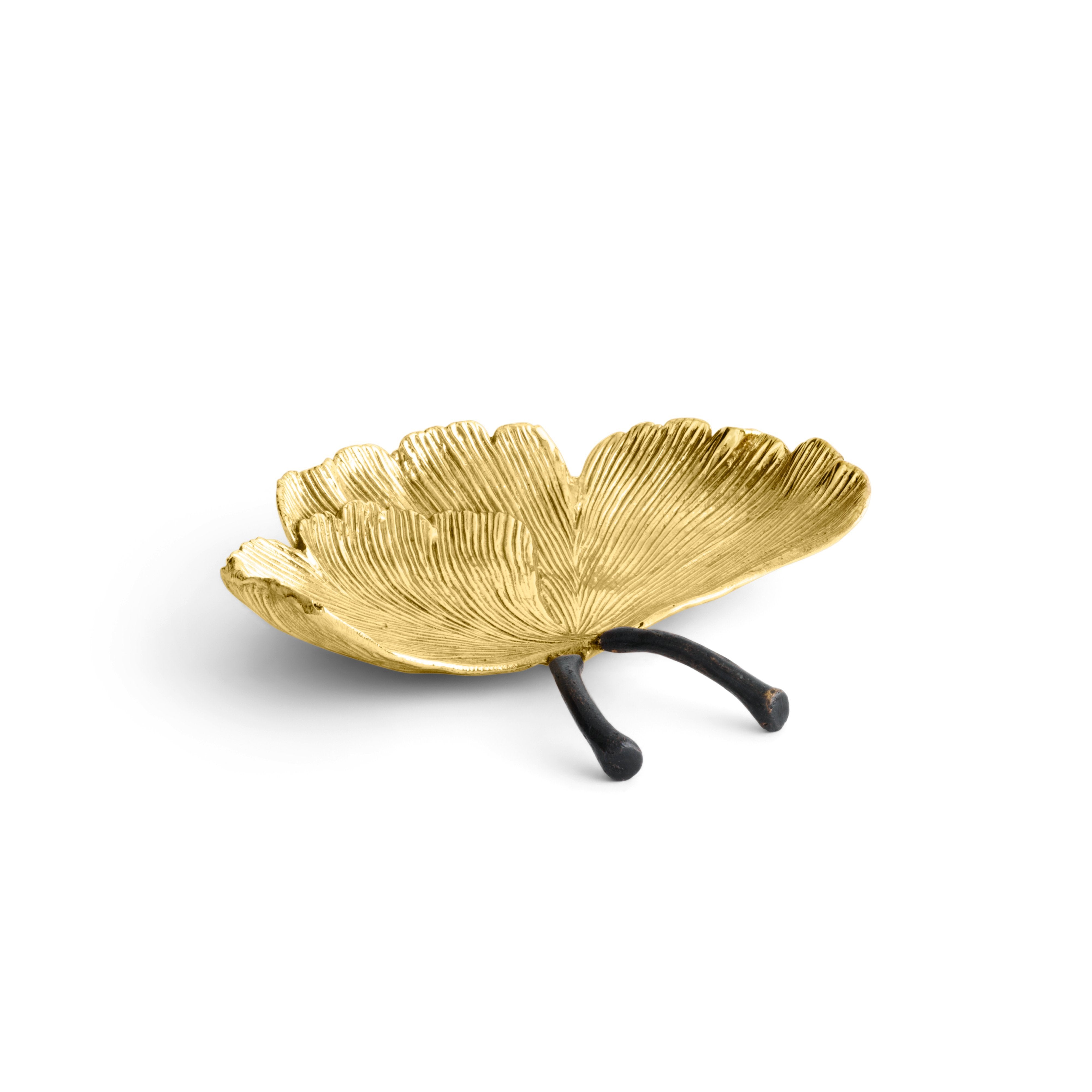 Premium Golden Ginkgo Leaf Catch All Tray - Elegant Entryway Organizer for Keys, Jewelry & Essentials | Perfect for Home, Office & Gift Giving