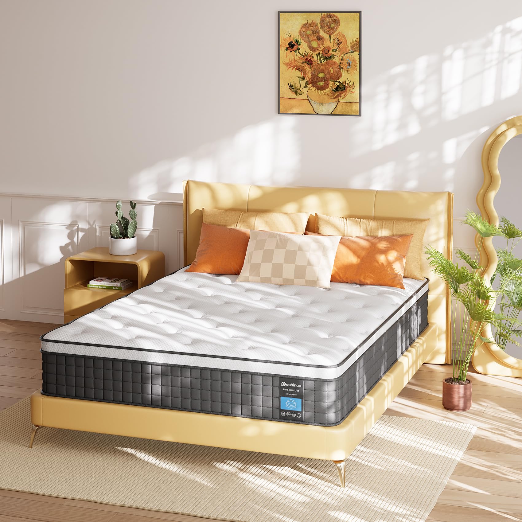 10 Inch Queen Size Hybrid Mattress in a Box - Memory Foam & Pocket Springs for Pressure Relief - Medium Firm, Cool & Breathable - CertiPUR-US Certified - Perfect for Bedrooms, Guest Rooms & Apartments