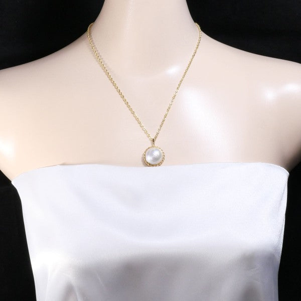 18K Yellow Gold Mabe Pearl Necklace for Women - Elegant Cultured Pearl Jewelry Gift for Birthday, Anniversary & Wedding - Perfect for Formal Events & Evening Occasions