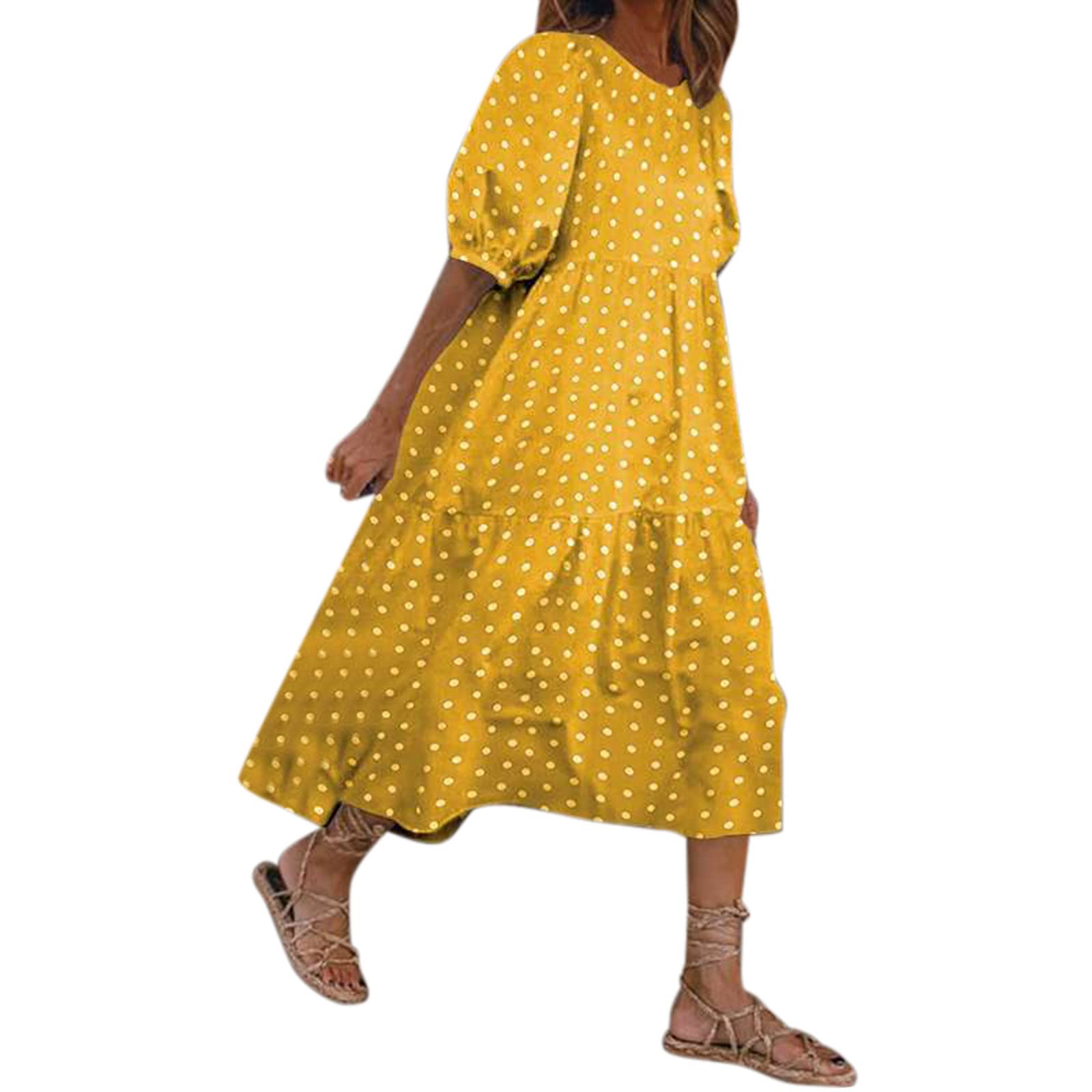 Vintage Floral Print Summer Sundress for Women - Casual Boho Beach Dress with Puff Sleeves | Perfect for Vacations, Beach Parties & Summer Outings
