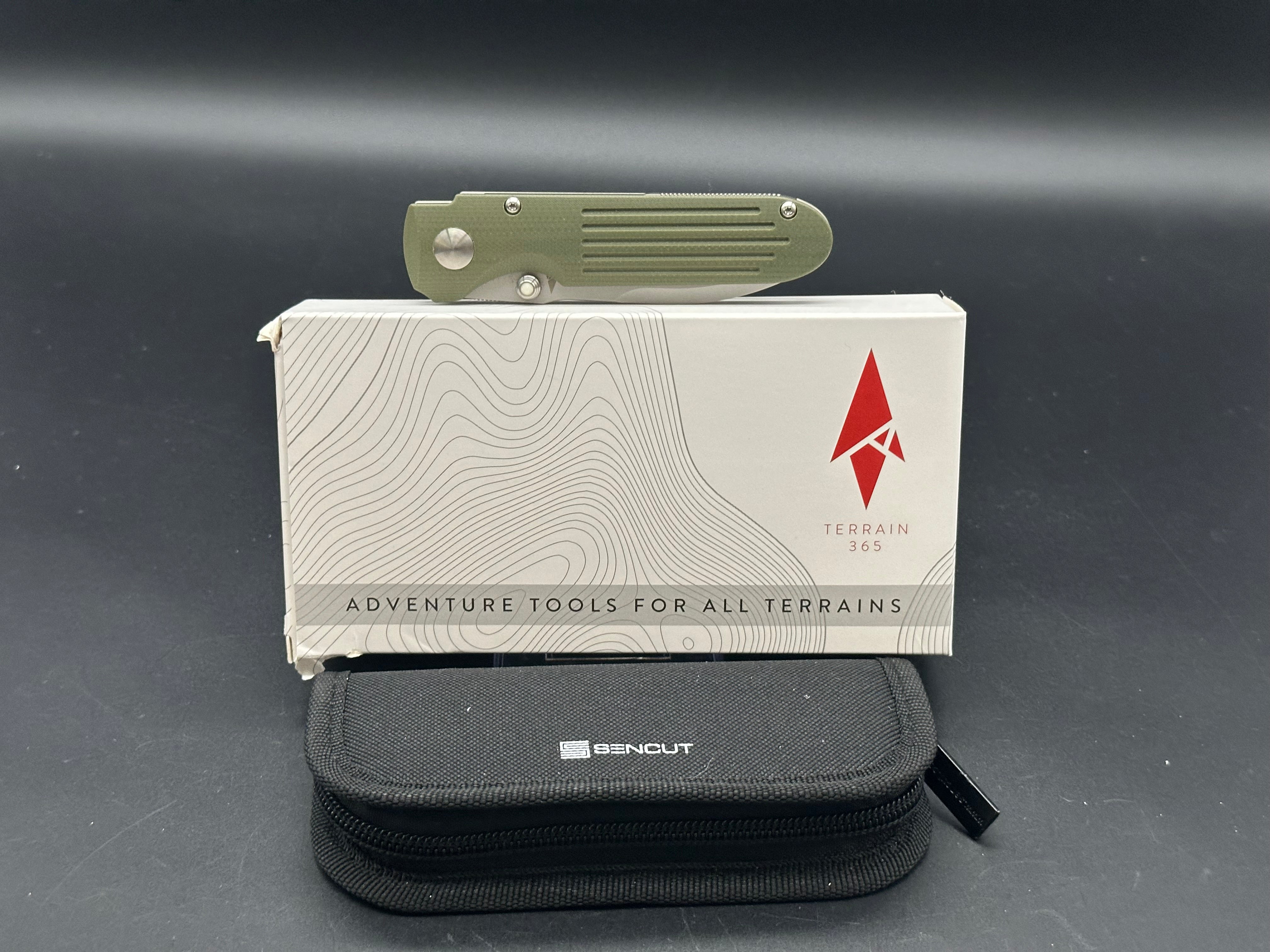 Terrain 365 PDW Invictus ATC Compact Folding Knife - OD Green G10 & Titanium Handles with Terravantium Dendritic Cobalt Blade - EDC, Outdoor Survival, Tactical Gear, Hunting, Camping