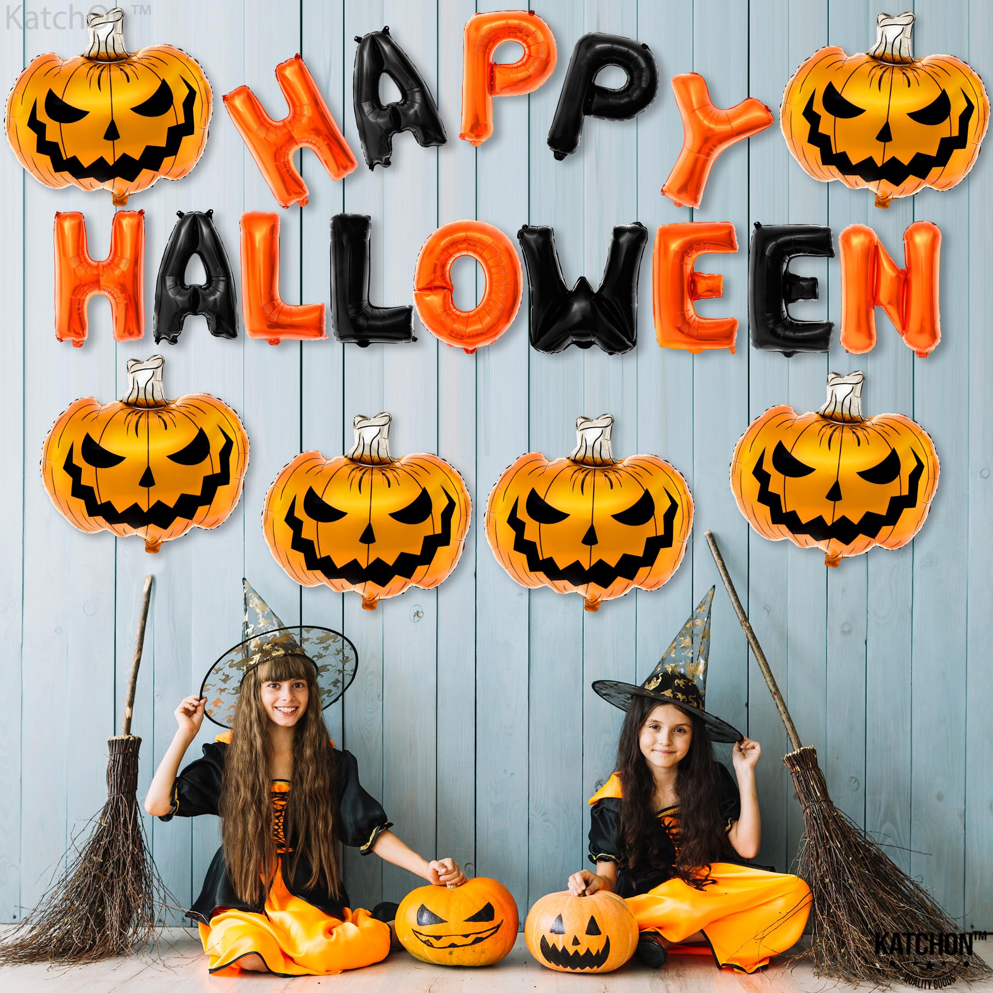 KatchOn Happy Halloween Balloons Decorations - Pack of 20 | Jack O Lantern & Spooky Pumpkin Balloons for Halloween Party Decor | Perfect for Home, Yard, and Classroom Halloween Celebrations