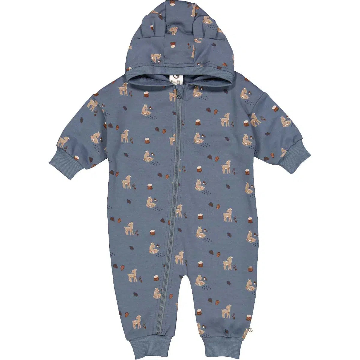 Organic Cotton Hooded Zipper Romper for Baby - Soft & Comfortable Deer Print One-Piece Outfit - Perfect for Playtime, Nursery & Photo Shoots