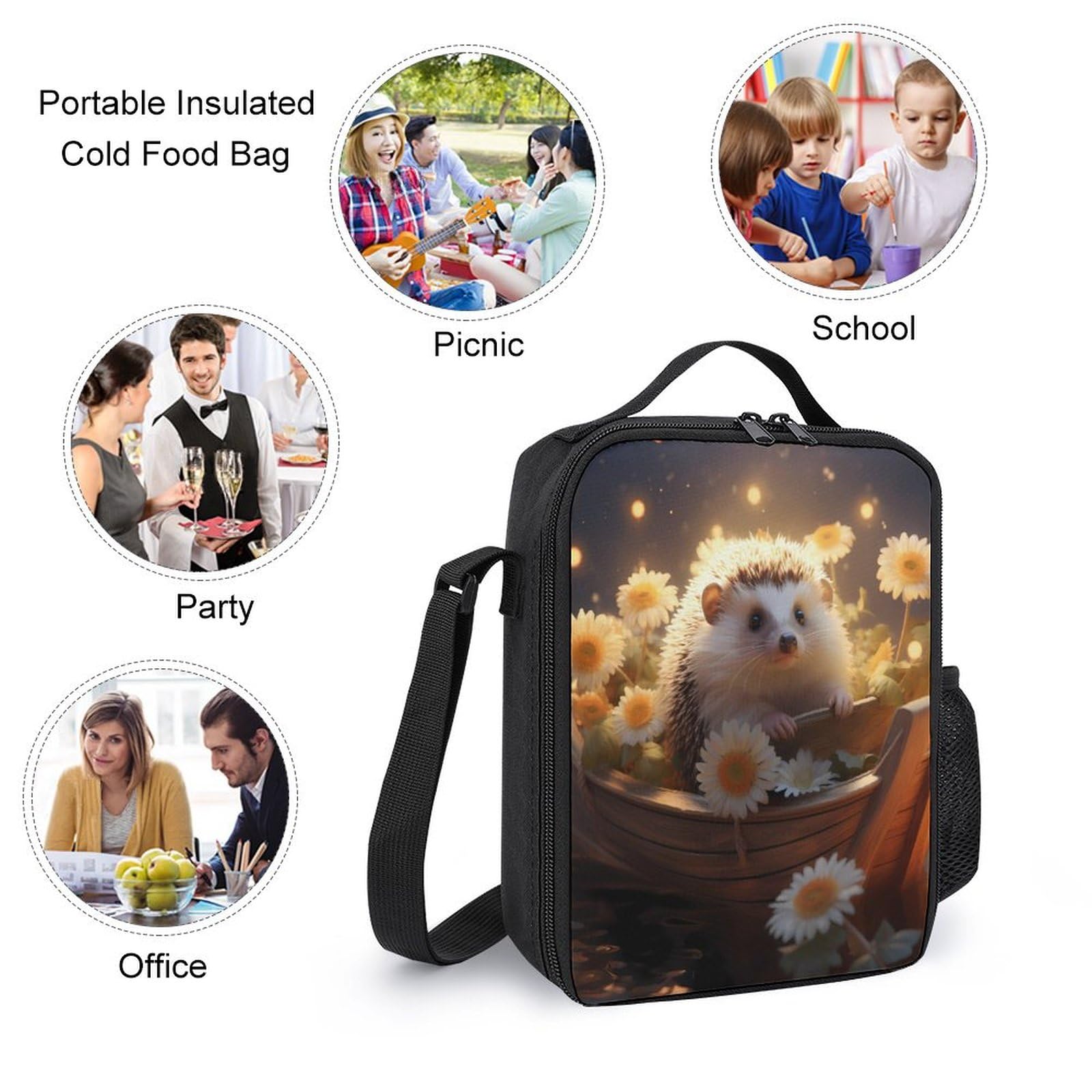 17 Inch Lightweight Laptop Backpack Set for Men & Women - 3PCS with Lunch Box & Pencil Case | Perfect for Work, School & Travel | Hedgehog Boat Backpack