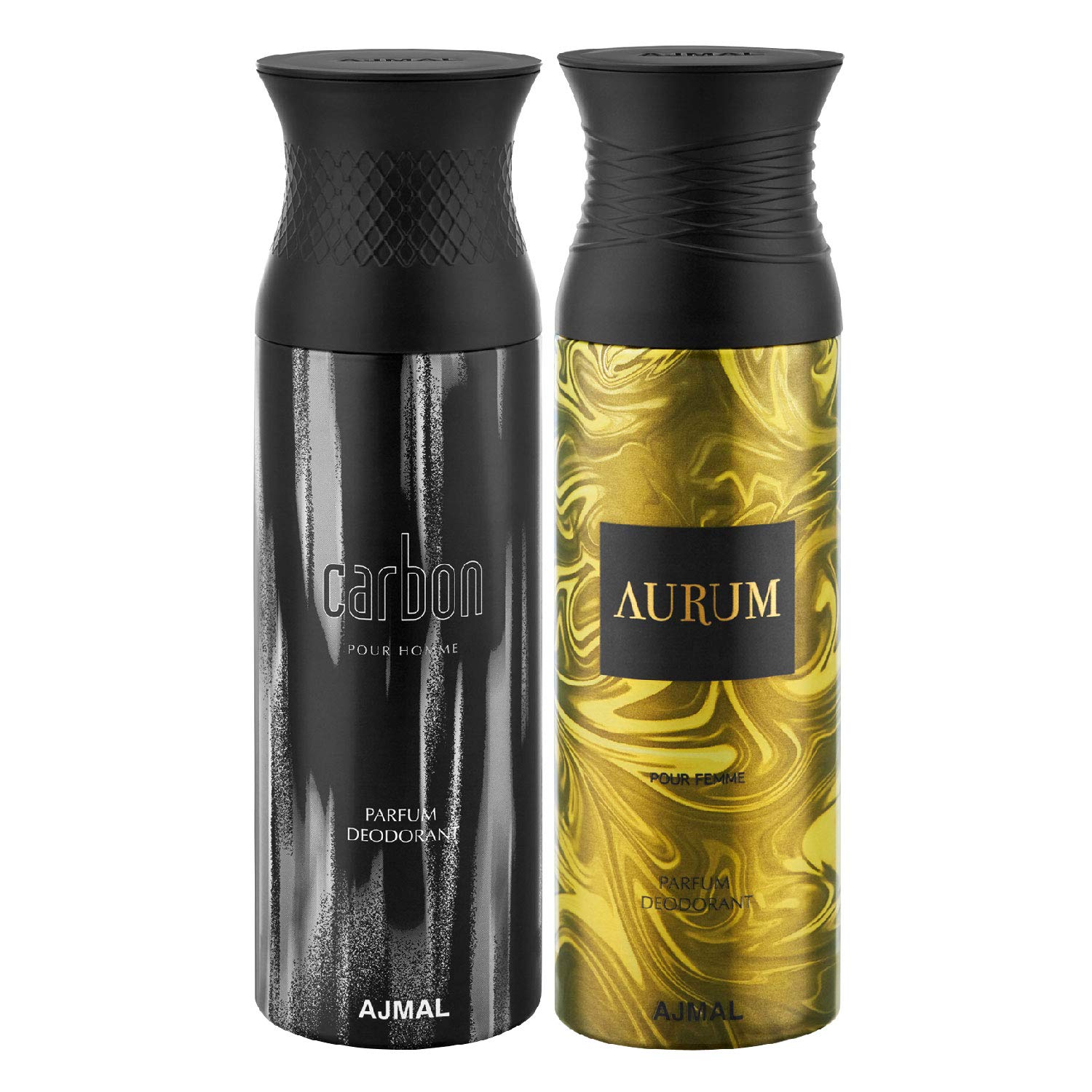 Ajmal Carbon & Aurum Deodorant Gift Set for Men & Women - 200ml (Pack of 2) | Long-Lasting Fragrance for Everyday Use, Gym & Special Occasions