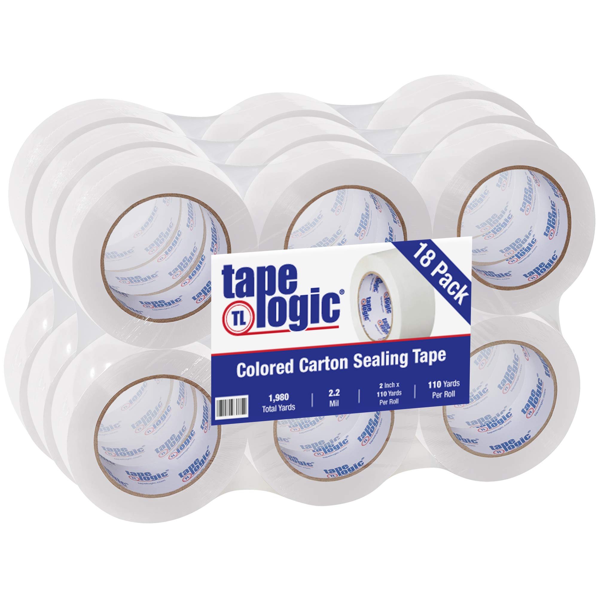 Aviditi 2 Inch x 110 Yard Heavy Duty Packing Tape - 2.2 Mil White Colored Shipping Tape (18 Pack) | Ideal for Moving Boxes, Package Sealing, Office Supplies & Home Organization