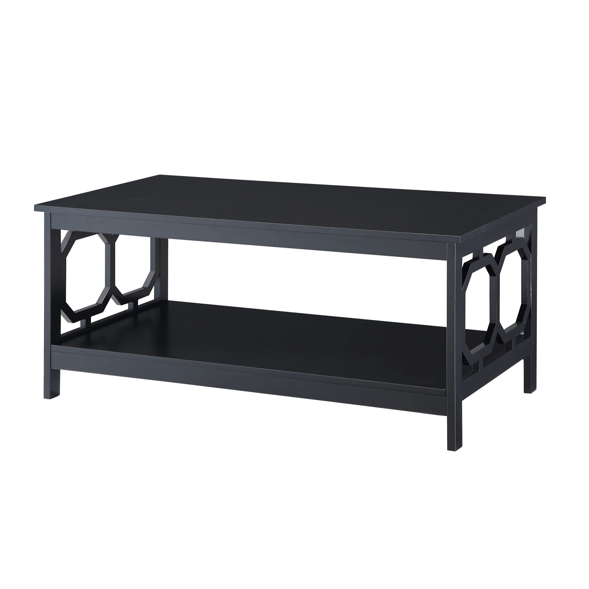 Ergode Modern Omega Coffee Table with Storage Shelf - Stylish Living Room Furniture for Small Spaces, Home Decor, and Entertainment Areas
