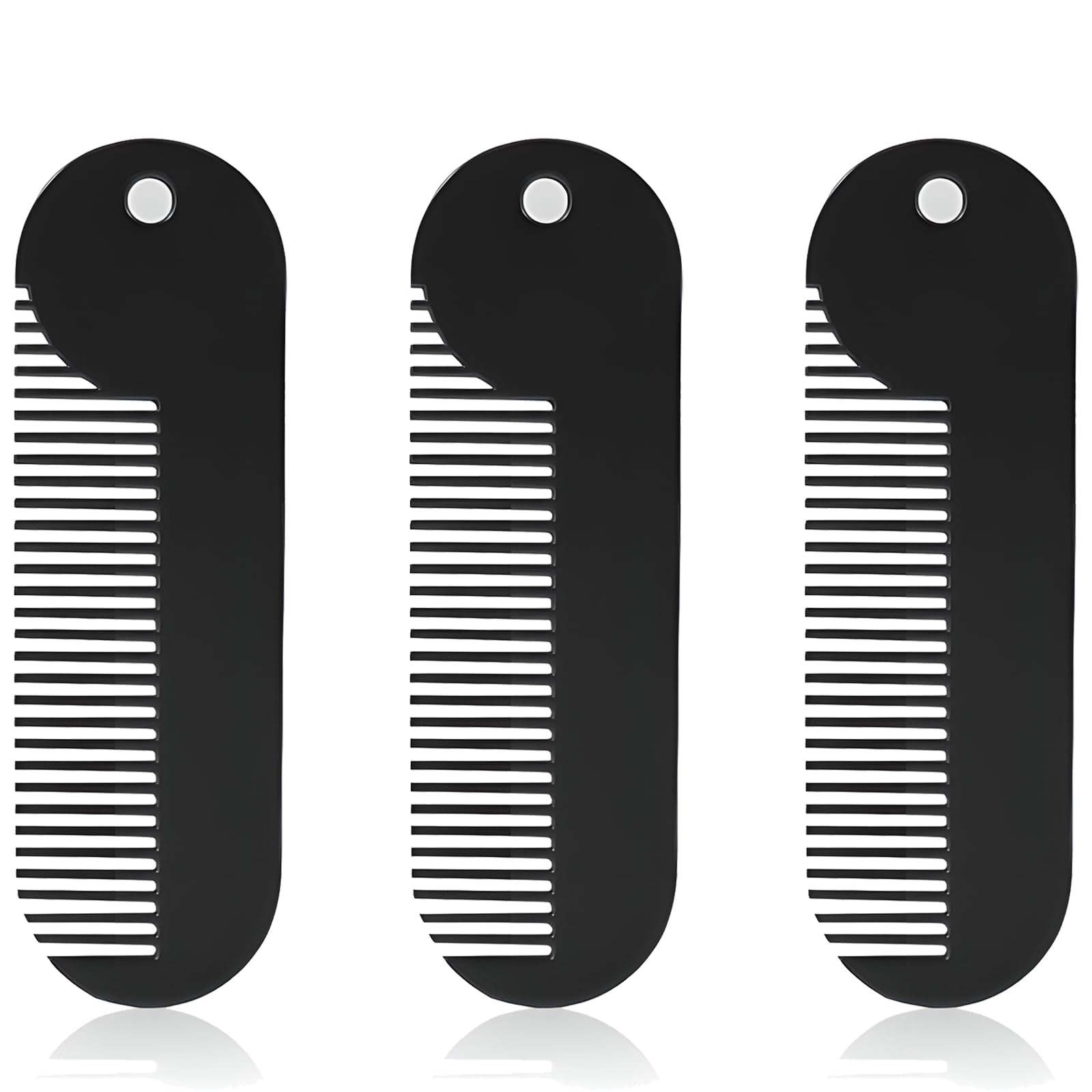 Premium Black Metal Fine Tooth Portable Mini Pocket Beard Comb for Men - Ideal for Thinner Hair & Facial Hair Grooming - Perfect for Travel, Home, Office & Daily Use