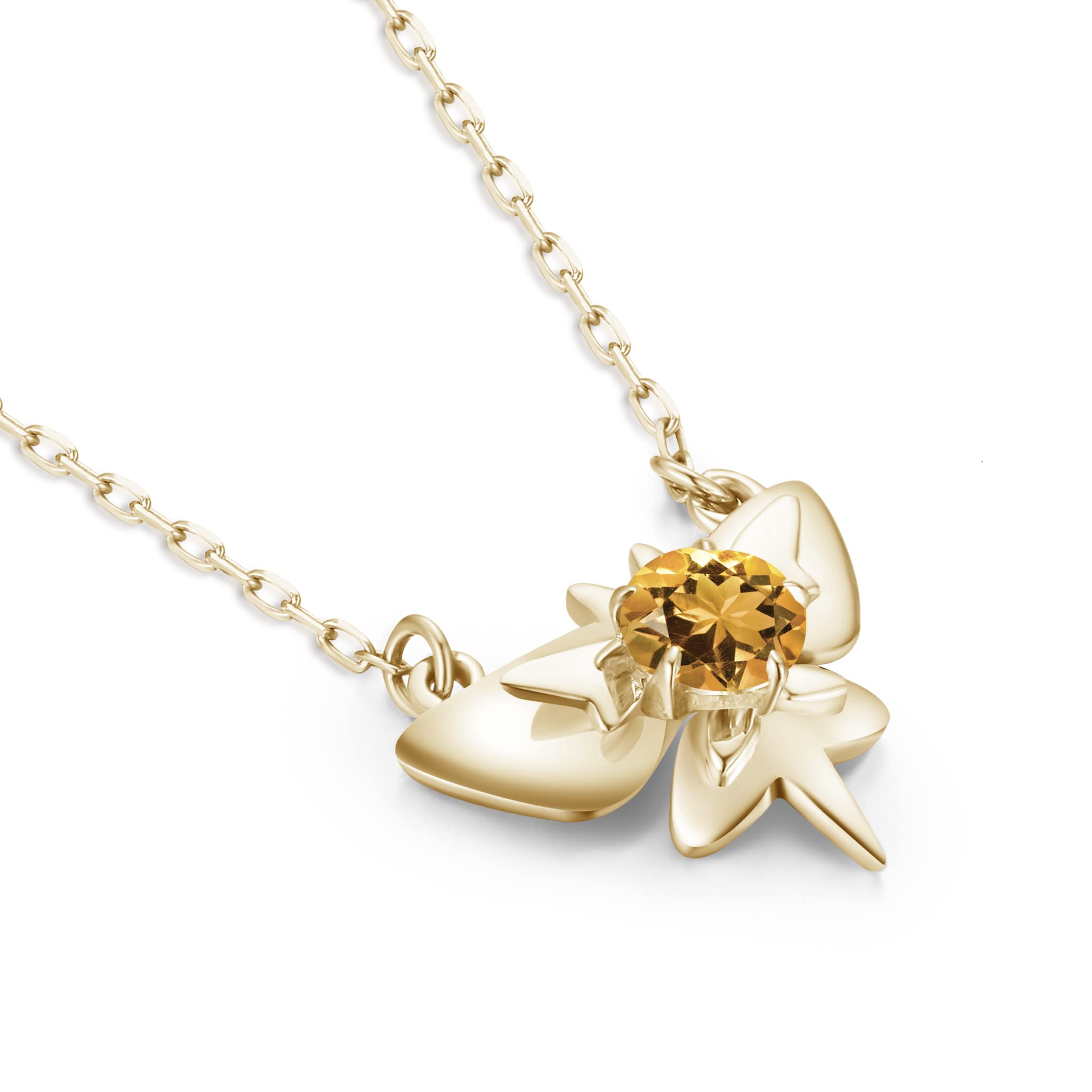 Elegant Butterfly Citrine Necklace - Dainty Layering Gold Pendant - November Birthstone Jewelry - Minimalist Yellow Sapphire Charm for Women - Perfect for Layering, Everyday Wear & Special Occasions
