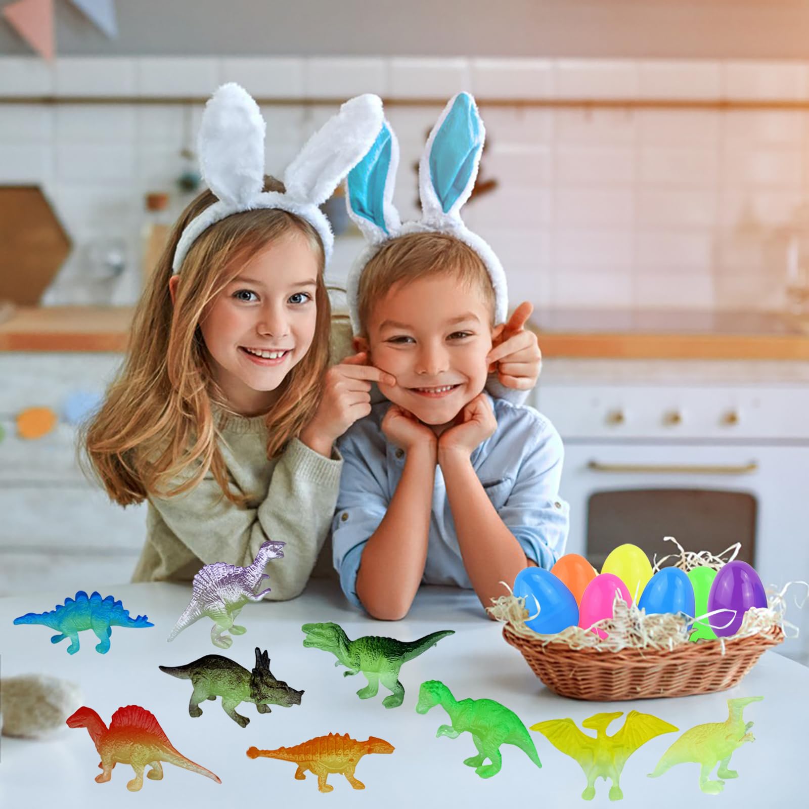 24-Piece Glow in the Dark Dinosaur Easter Eggs - Prefilled Party Favors for Kids, Classroom Activities & Easter Basket Stuffers - Fun Egg Hunt Game Toys for Toddler Boys (Perfect for Easter Celebrations, Birthday Parties & Classroom Rewards)