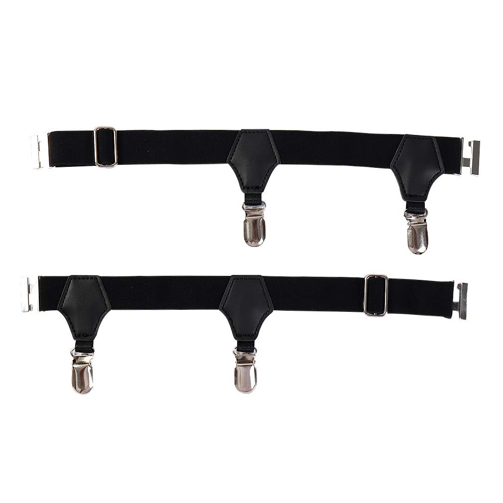 Adjustable Men's Sock Garters Belt with Sturdy Duckbill Buckle - 1-Pack Black Sock Suspenders for Formal Wear & Vintage Style
