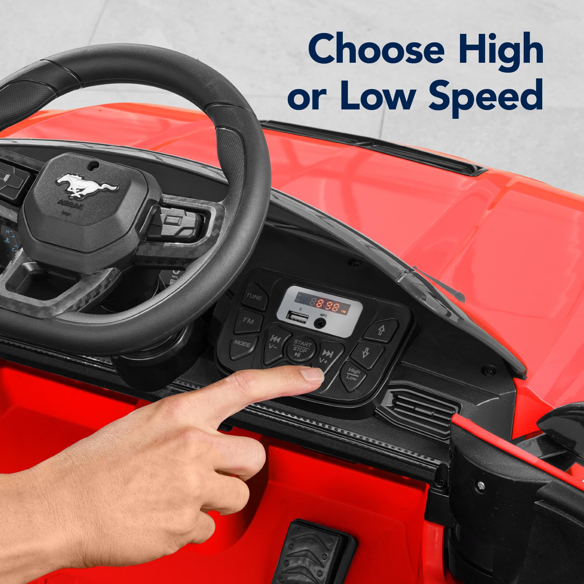 Best Choice Products 12V Electric Ride-On Car for Kids - Officially Licensed Ford Mustang with Parent Remote Control, LED Lights, 2 Speeds & Bluetooth - Red | Perfect for Birthday Gifts, Outdoor Play & Pretend Driving Fun
