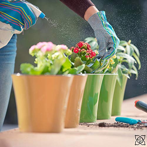 Santino 5.3 Inch Self Watering Planter - Green Gold & White Ceramic Flower Pot for Indoor Plants, Succulents, Herbs - Perfect for Home Decor, Office Desk, and Windowsill Gardening