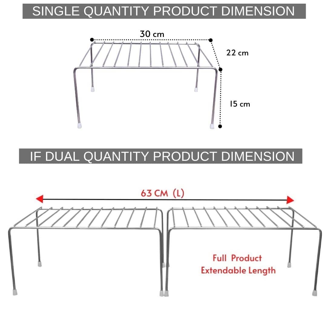 Premium Stainless Steel Kitchen Rack - 2 Pack Multipurpose Dish Rack, Plate Stand & Utensil Organizer for Cabinets | Durable Chrome Finish | Space Saving Storage Solution for Dishes, Cups & Kitchen Tools