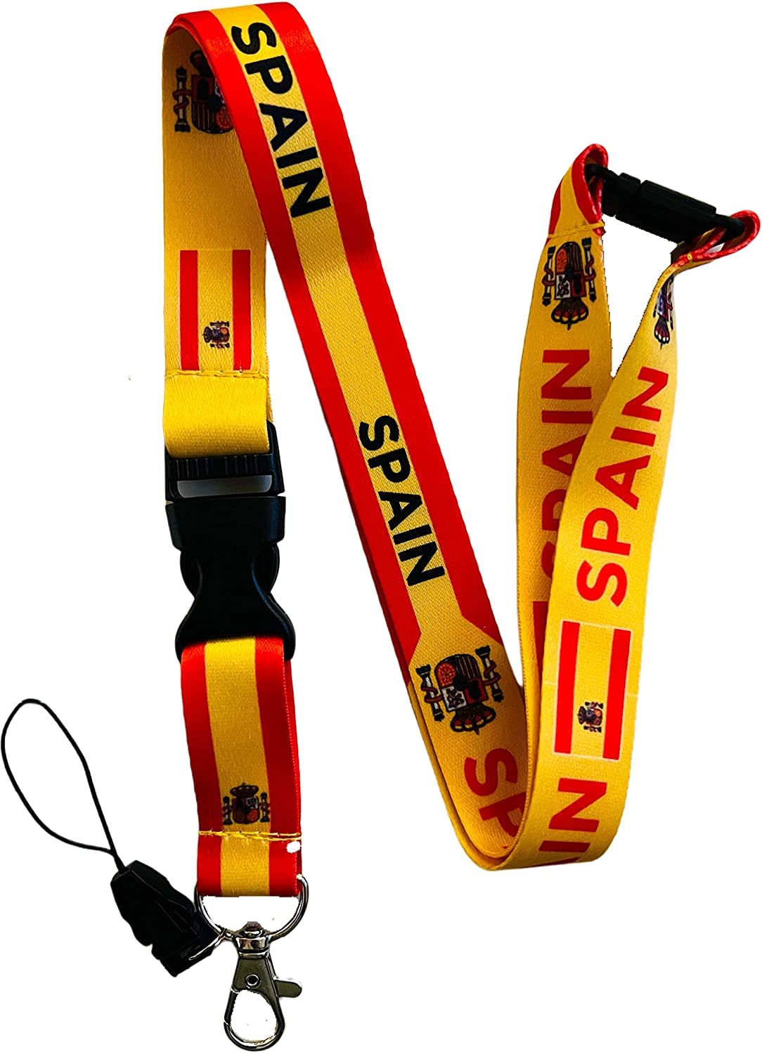 Spanish Flag Neck Lanyard with Detachable Buckle Clip & Safety Breakaway - Adjustable ID Badge Holder for Work, School, Events & Travel Accessories