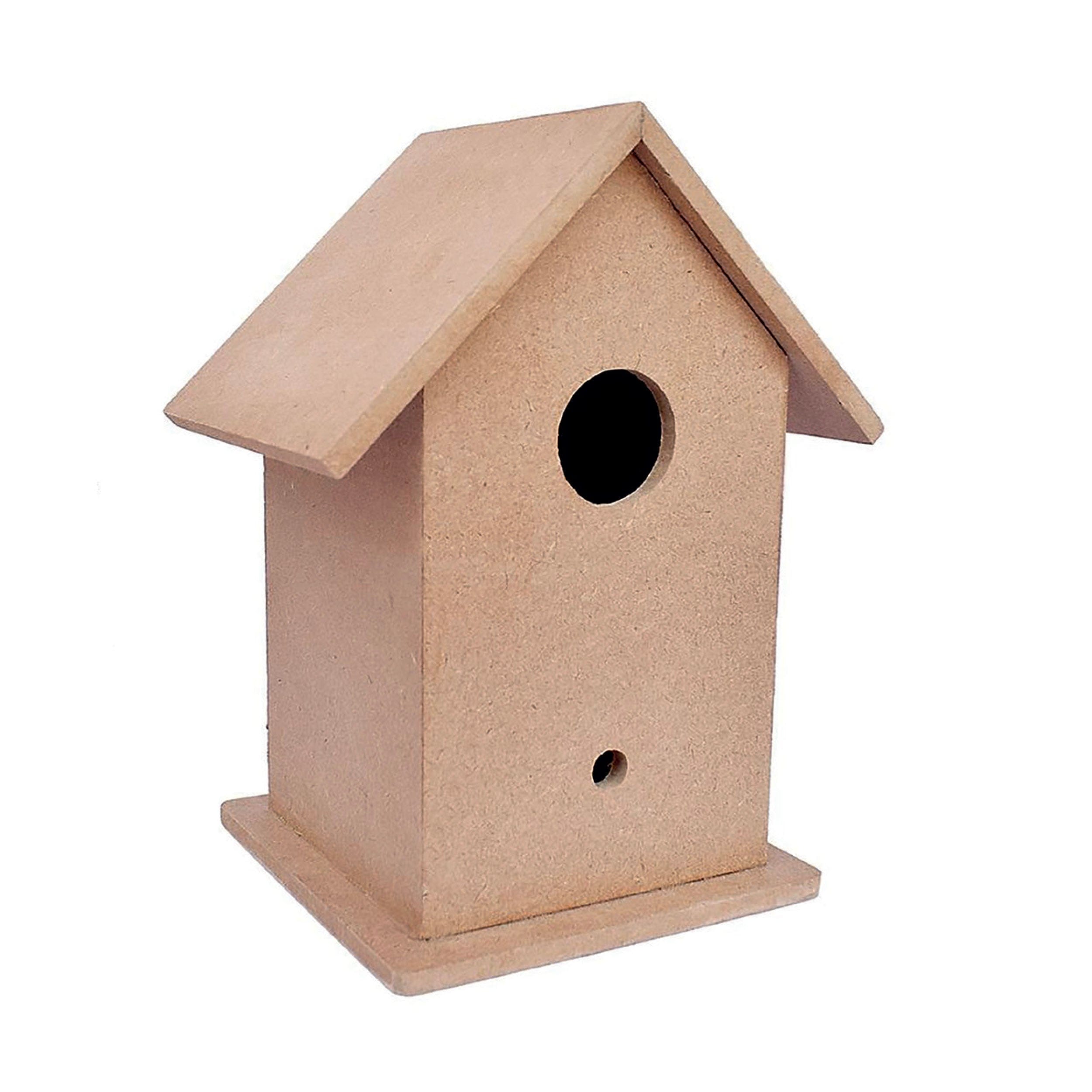Little Birdie MDF Base Bird House 5.5 x 7 Inches - Pack of 3 | DIY Unfinished Wooden Birdhouses for Painting | Creative Craft Project for Kids & Adults | Perfect for Home Decor, Garden Ornaments, School Activities & Art Crafts | Great Gift Idea for Nature Lovers