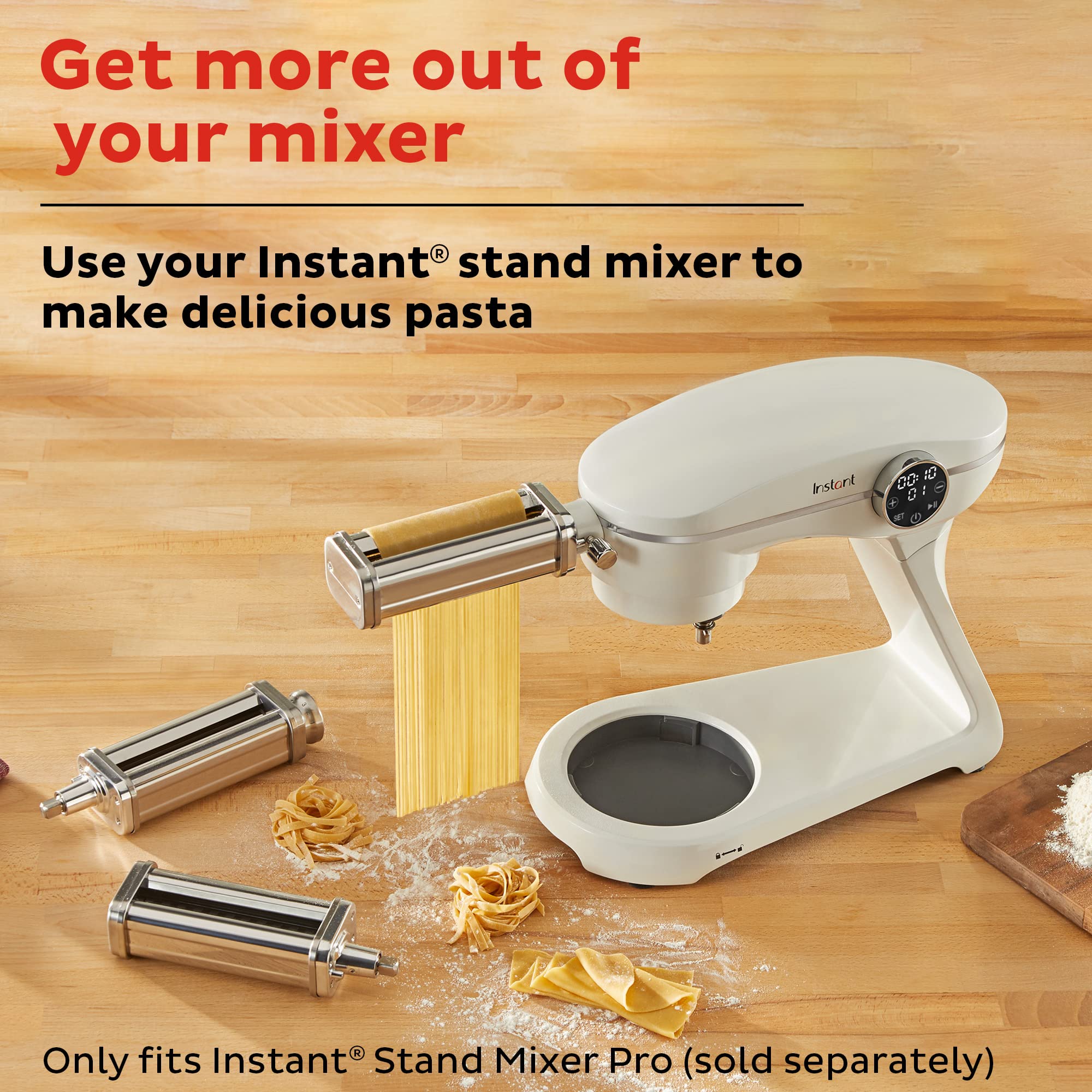 Instant Pot Pasta Maker Attachment for Stand Mixer Pro - Includes Pasta Roller, Fettuccine & Spaghetti Cutters | Perfect for Homemade Pasta, Italian Dinners & Family Cooking