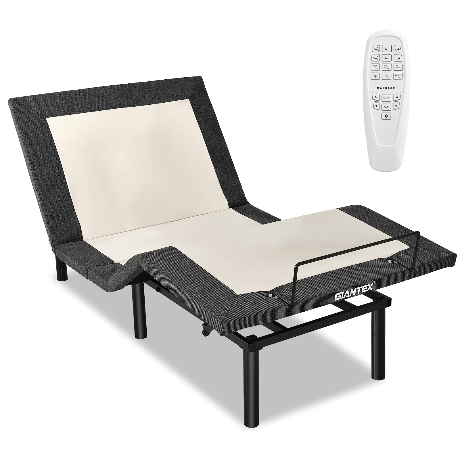 Giantex Adjustable Bed Base with Remote Control - Zero Gravity Electric Bed Frame w/Head & Foot Incline, Vibration Massage, USB Charging Ports, Under-Bed LED Lighting, Preset & Memory Positions - Perfect for Home, Office, and Hospital Use (Twin-XL Size)