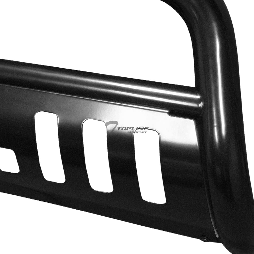 Black Bull Front Bumper Grill Guard with Skid Plate & 36W CREE LED Fog Lights for 05-11 Dodge Dakota & 06-09 Mitsubishi Raider - Off-Road Protection & Enhanced Visibility