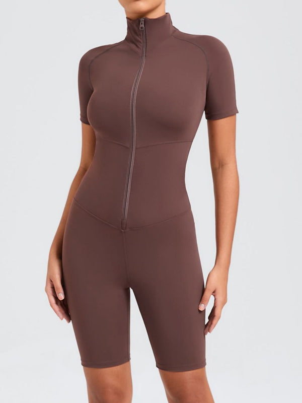 ZASUWA Women's Stand Collar Zipper Jumpsuit - Stylish One-Piece Outfit for Casual Wear, Office, and Evening Events