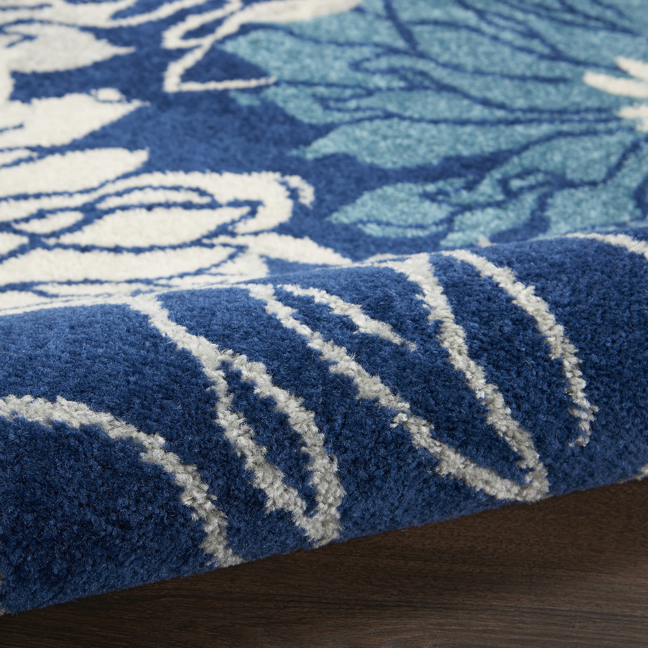 Nourison Passion 8' Round Area Rug - Navy & Ivory Modern Design - Perfect for Living Room, Bedroom, or Office Decor