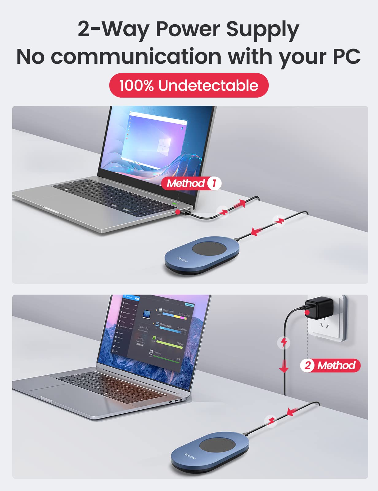 Vaydeer Ultra Slim Mouse Mover - Adjustable Timer Mouse Jiggler for PC, Undetectable & Silent USB Mouse Simulator | Prevent Sleep Mode for Remote Work, Online Meetings & Security