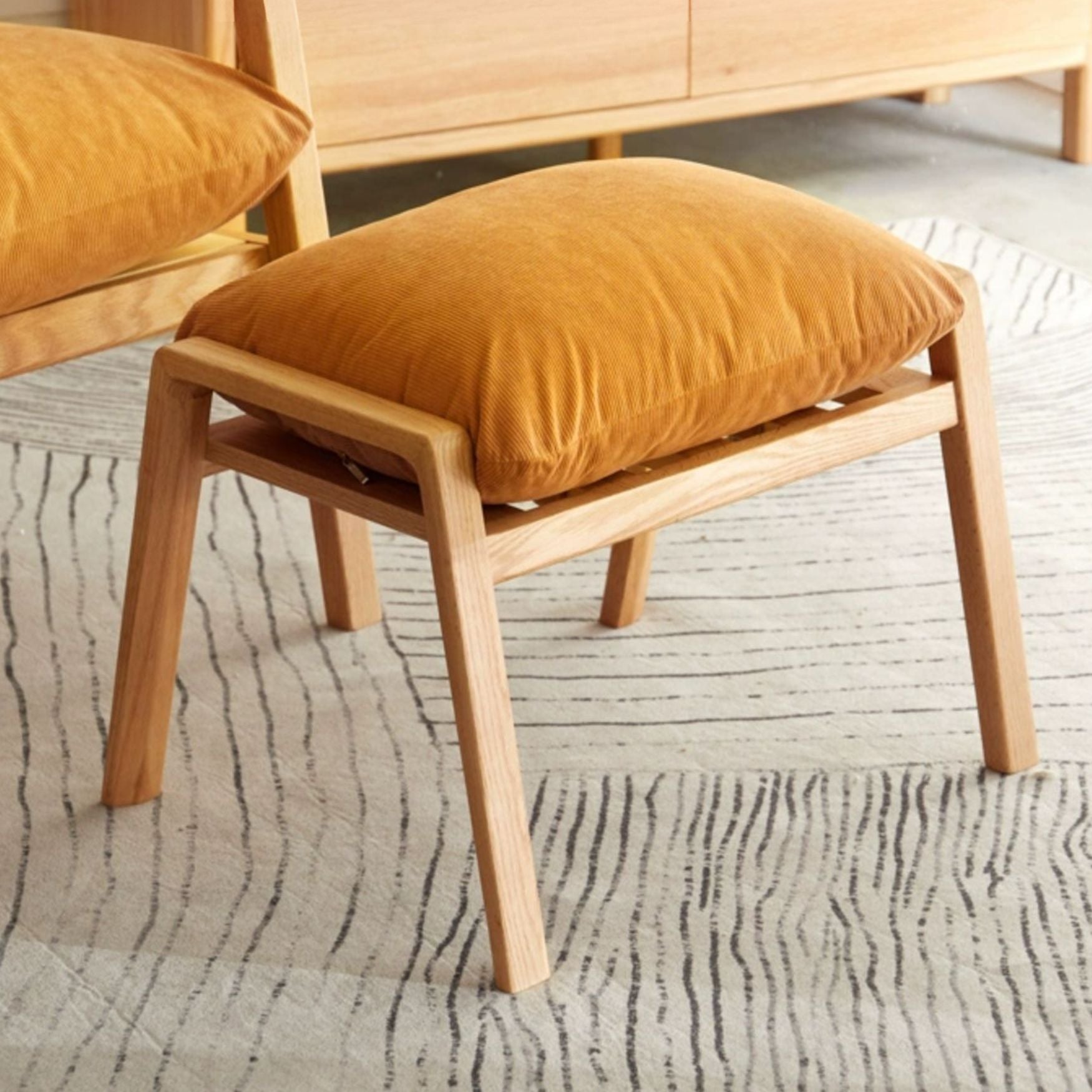 Solid Oak Wood Footrest Ottoman - Shoe Stool with Storage - Perfect for Living Room, Bedroom & Entryway - Durable & Stylish Home Decor