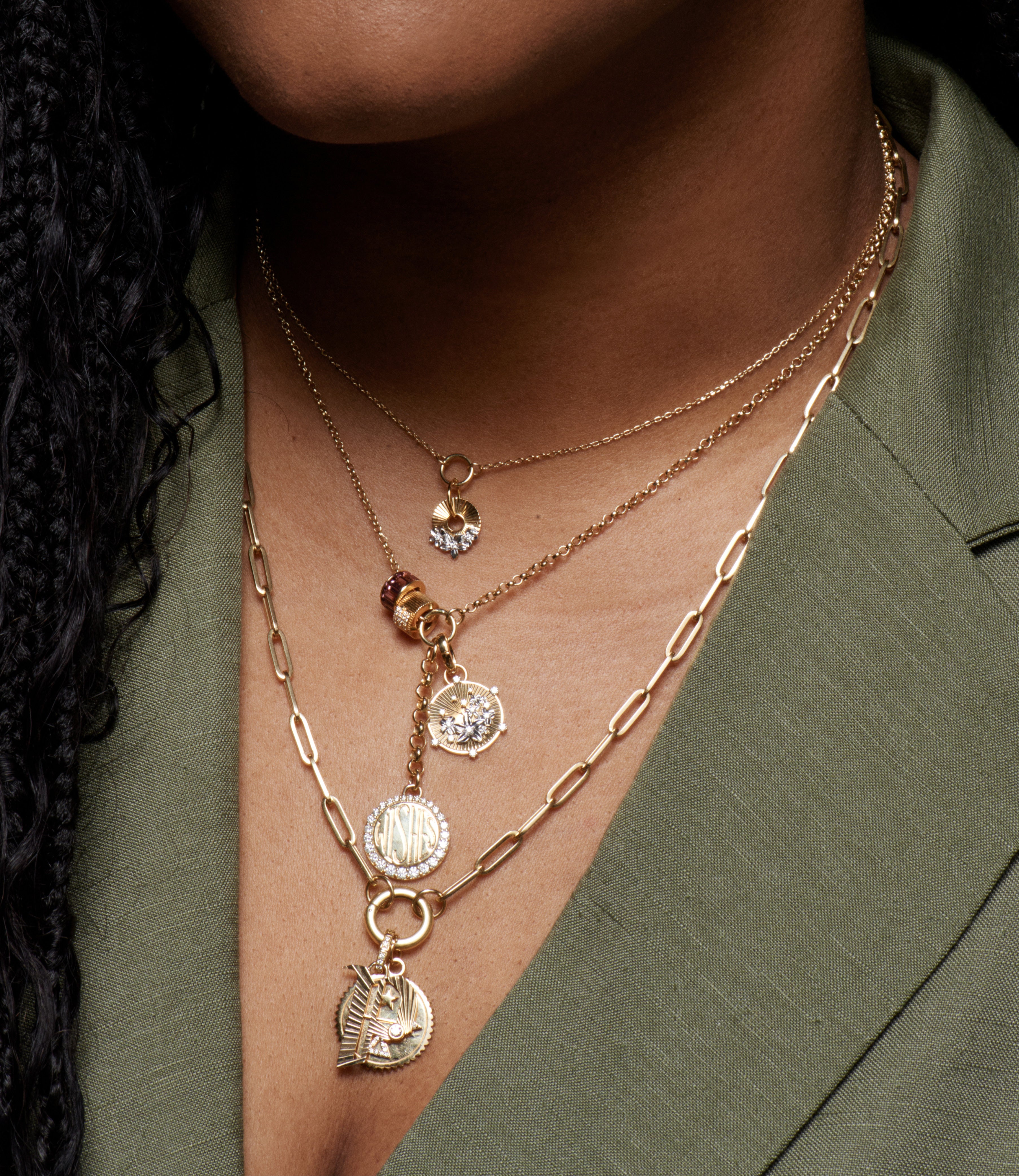 Blossoms Baby Medallion Necklace - 14K Gold & Diamond Pendant with Adjustable Chain - Perfect for Christening, Baptism & Baby Shower Gifts