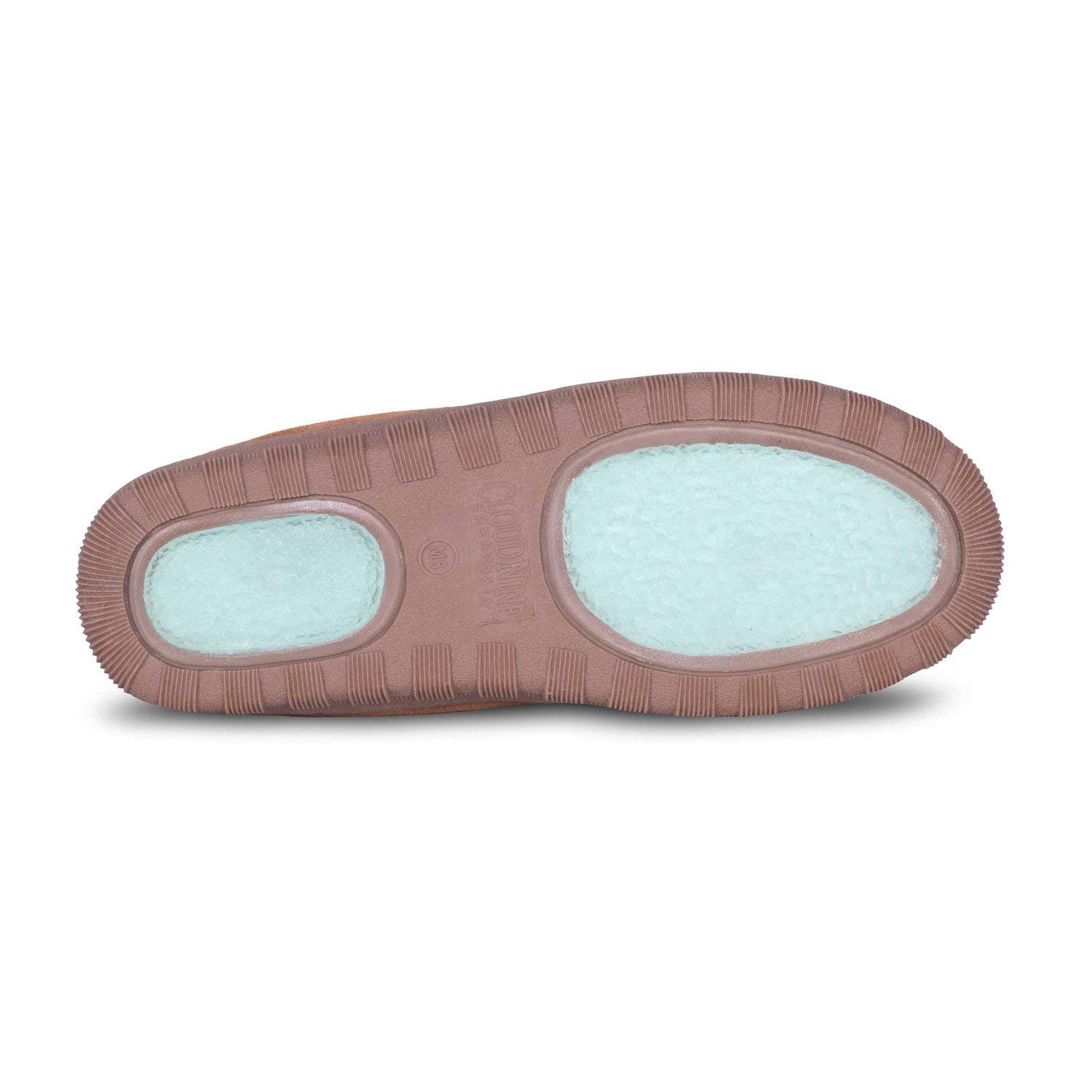 **Men's Genuine Sheepskin & Cowhide Suede Moccasin Slippers – Indoor/Outdoor Comfort for Home, Travel & Casual Wear – Chestnut Brown**