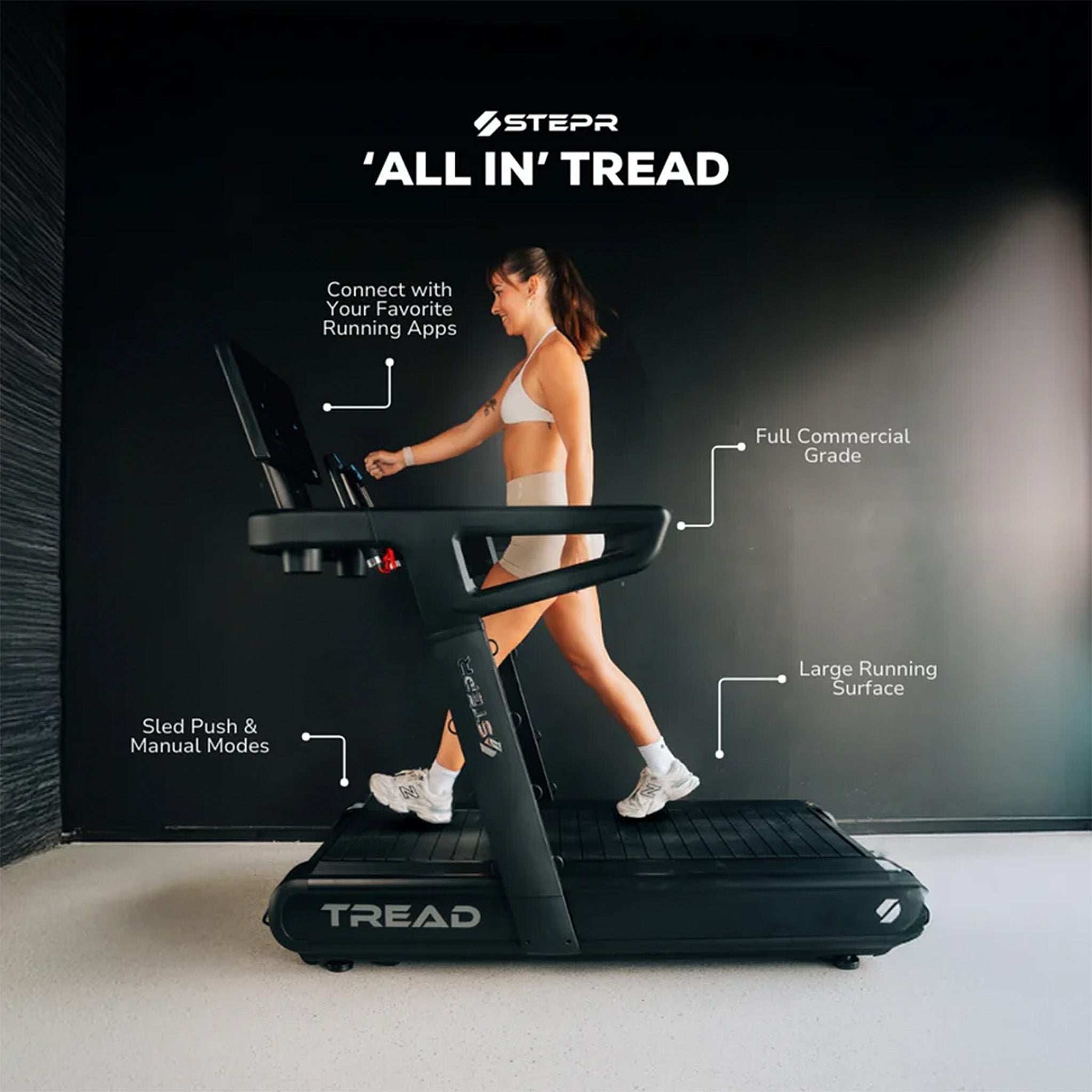 STEPR ALL IN TREAD XL - Premium Non-Slip Treadmill Mat for Home & Gym - Heavy Duty Floor Protection - Noise Reducing Exercise Equipment Accessory - Perfect for Hardwood Floors & High-Impact Workouts