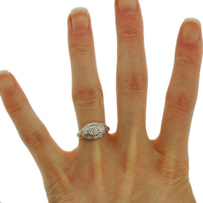 Art Deco 18kt Gold Diamond Engagement Ring 0.50ct - Vintage Inspired Wedding Band for Proposal & Anniversary Gifts