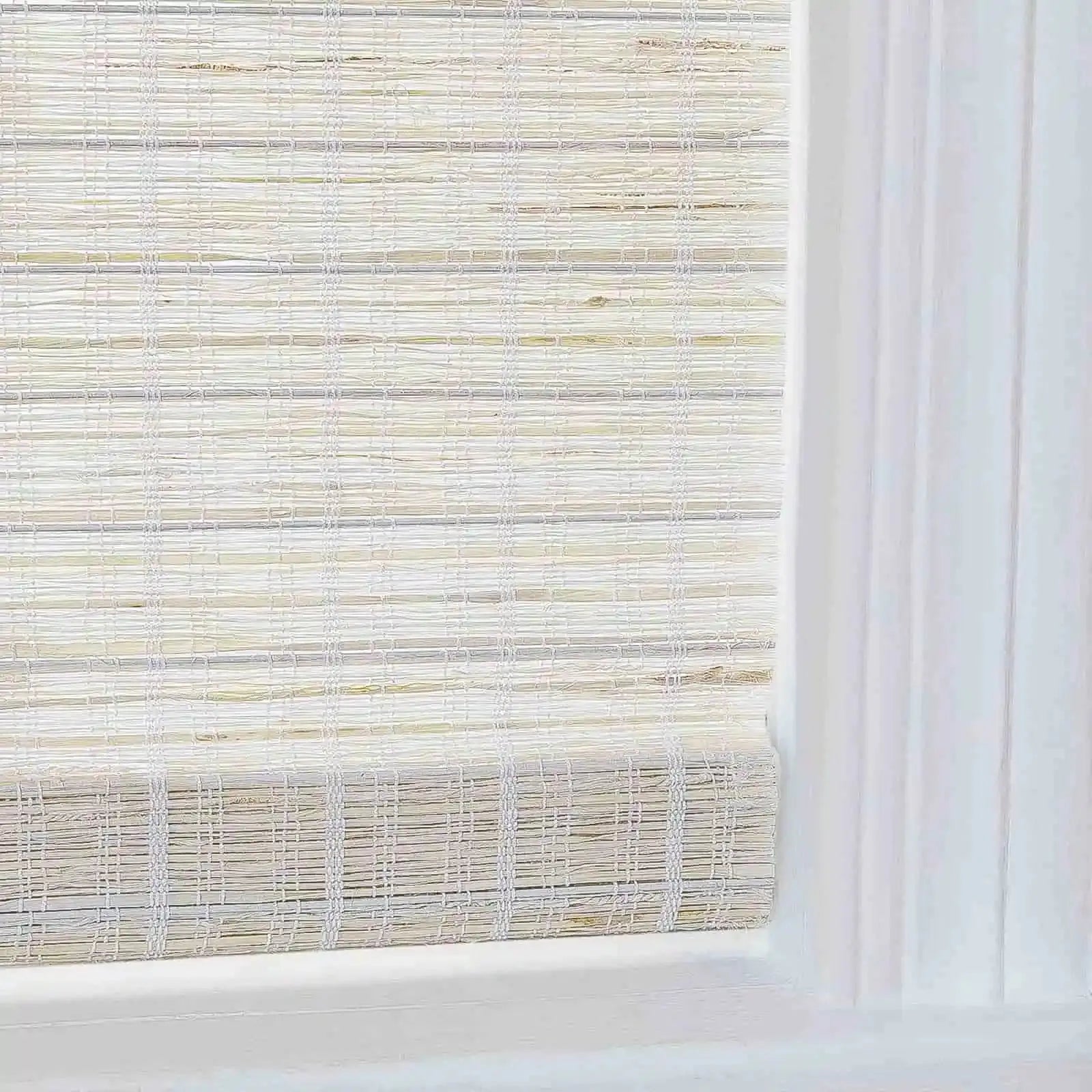 Rae Natural Ramie Flax Woven Wood Shades Series C - Eco-Friendly Window Coverings for Living Room, Bedroom & Office Decor