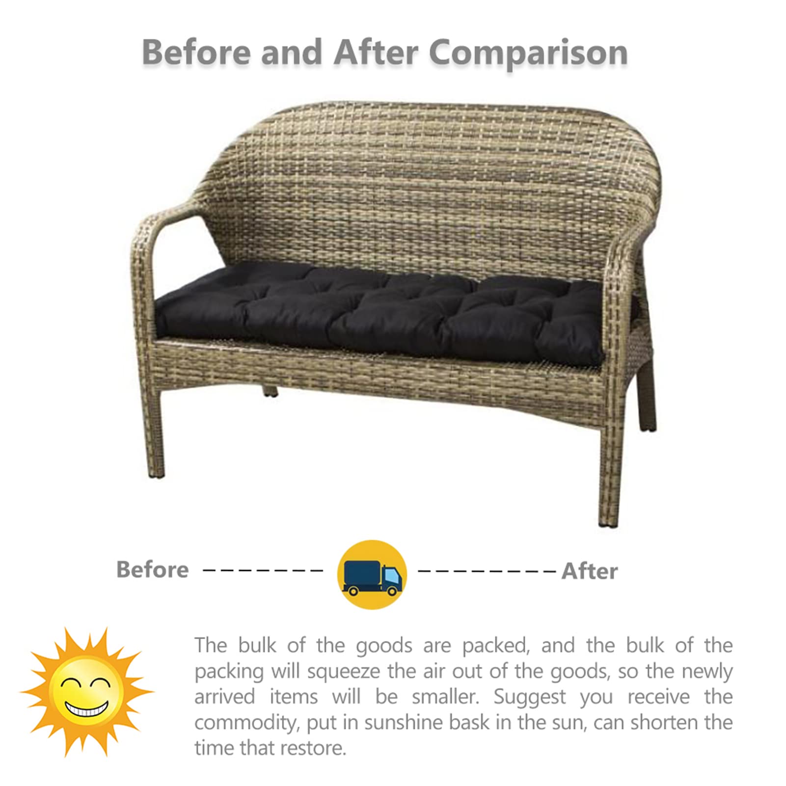 Waterproof Outdoor Bench Cushion 120x50cm - Thickened Patio Seat Pad for Garden, Rocking Chairs & Loungers - Light Blue (Ideal for Backyard, Deck & Poolside Relaxation)