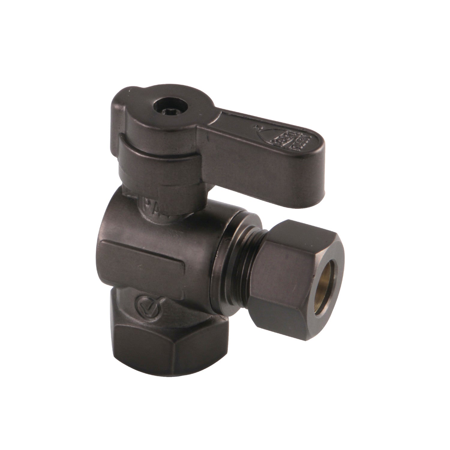 Baseline KF5330ORB 5/8 Inch O.D. Comp x 3/8 Inch O.D. Comp Quarter Turn Angle Shut Off Valve in Oil Rubbed Bronze - Perfect for Plumbing, HVAC, and Water Supply Systems