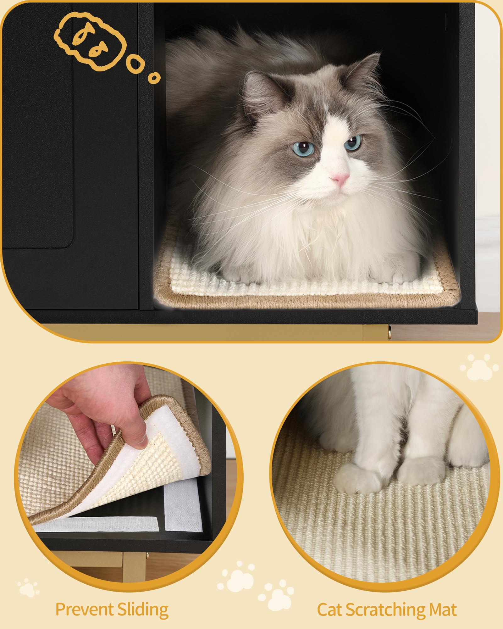 Hidden Cat Litter Box Furniture Enclosure - Wooden Pet House Side Table with Storage Cabinet, Modern Living Room & Bedroom Bench (31.5