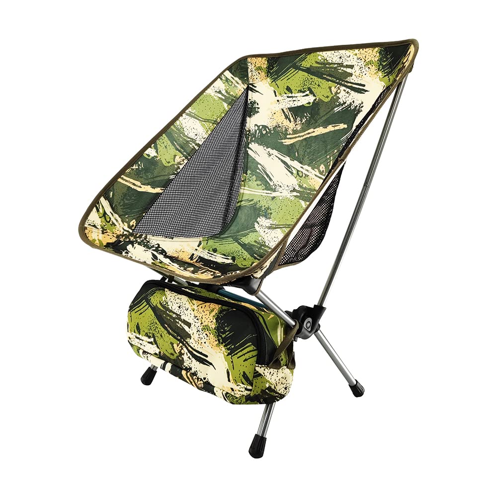 LBWKEAI Portable Camping Chair - Compact Ultralight Folding Backpack Chair for Outdoor Adventures, Picnics, Beach, Fishing & Hiking - Lightweight Travel Chair for Backpacking (Camo) | Perfect for Camping Trips, Beach Relaxation & Outdoor Events